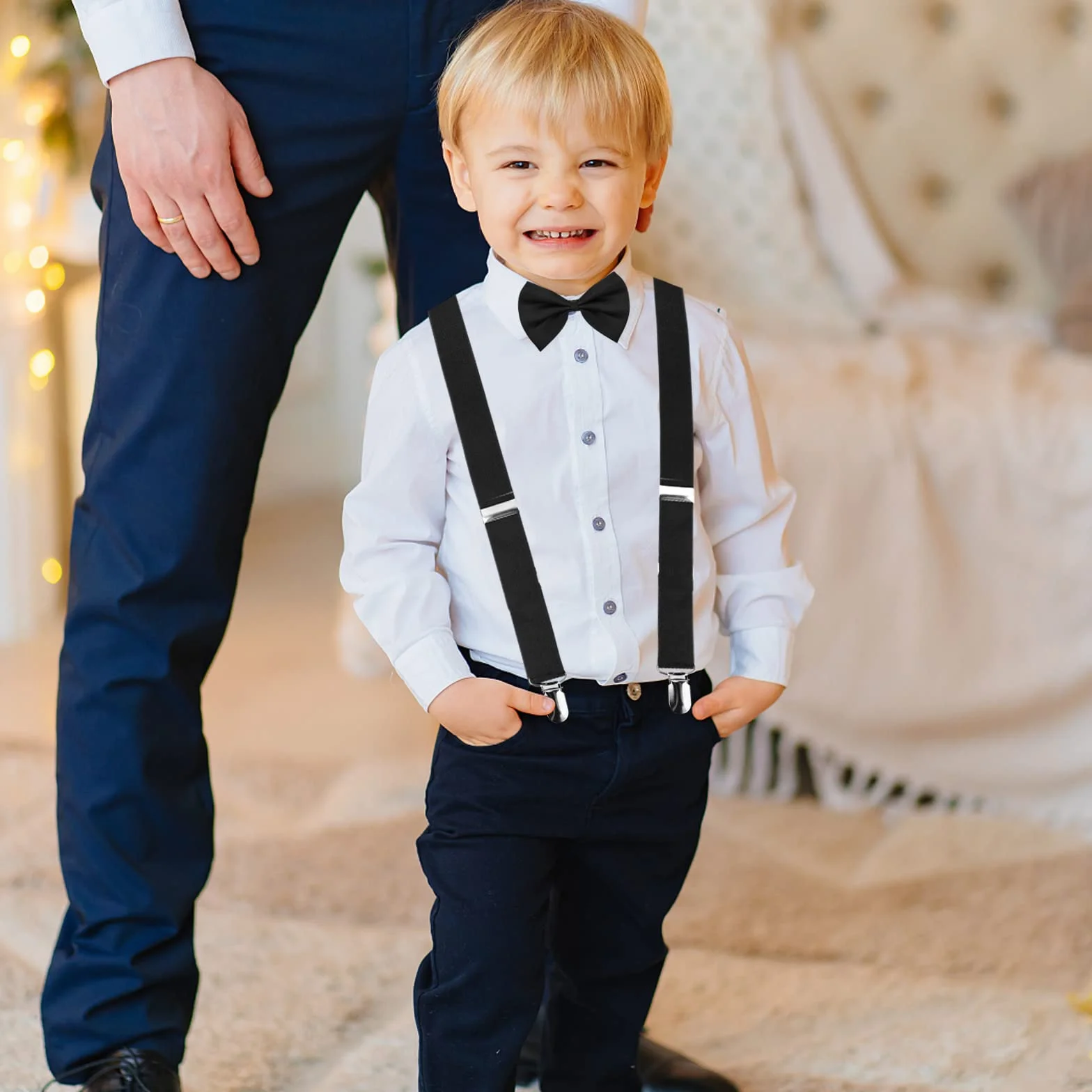 Tirantes Elásticos para Pantalones con Clips, Ajustables para Niños Niñas 1-10 años