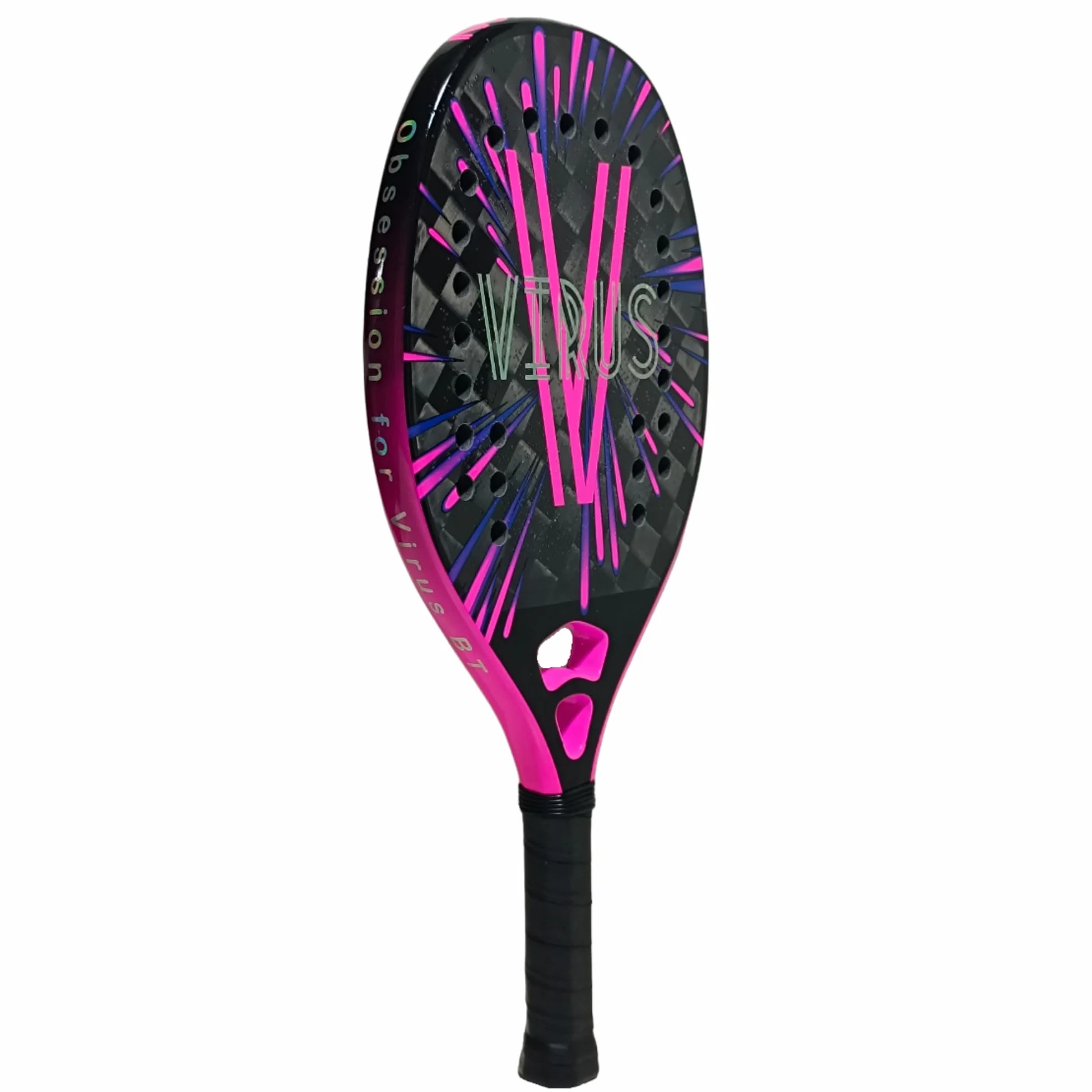VIRUS Obsession Raqueta Beach Tennis Profesional Carbono 18K Black EVA Soft Balance Medio Spin Control Funda