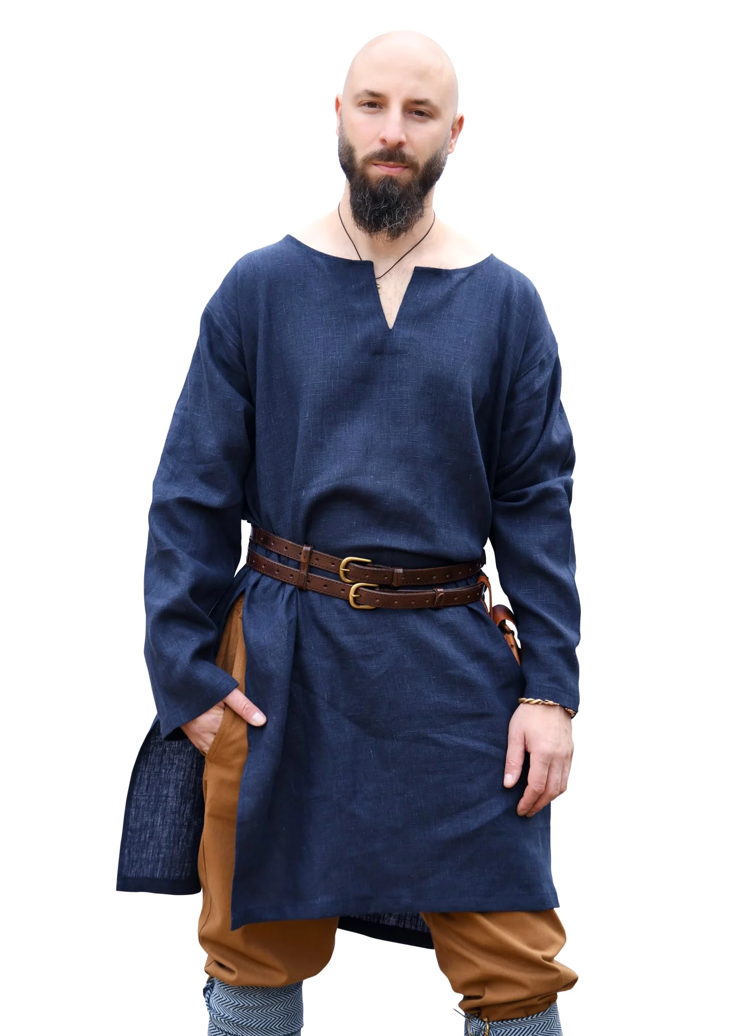 Ulfberth - Túnica de lino medieval - Camisa vikinga - Ropa medieval para hombre - Mercado medieval, vikingo, pirata, LARP