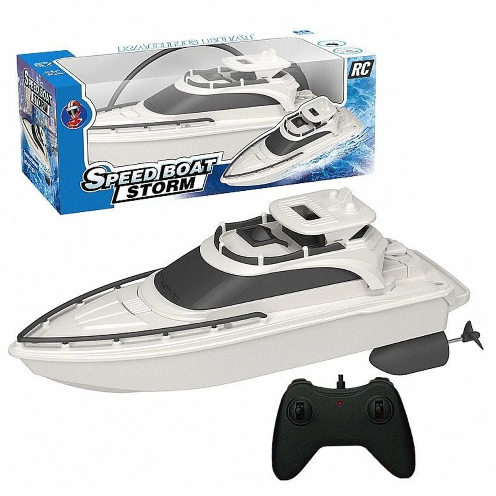 Barco de control remoto para piscina | Barcos de control remoto, barco RC impermeable de 4 vías de 2, 4 GHz, acorazado RC para evitar obstáculos con doble hélice, de yate de simulación con pilas