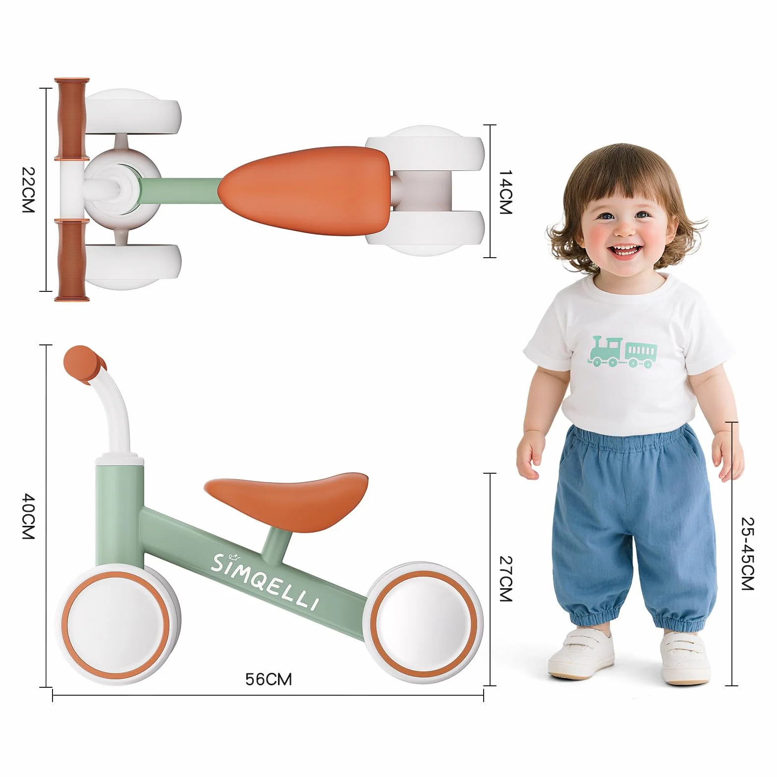 Bicicleta de Equilibrio para Niños de 1 Año, Correpasillos Bebé Juguetes Niños de 10 a 24 Meses, Primera Bicicleta sin Pedal con 4 Ruedas, Bici Equilibrio Cumpleaños
