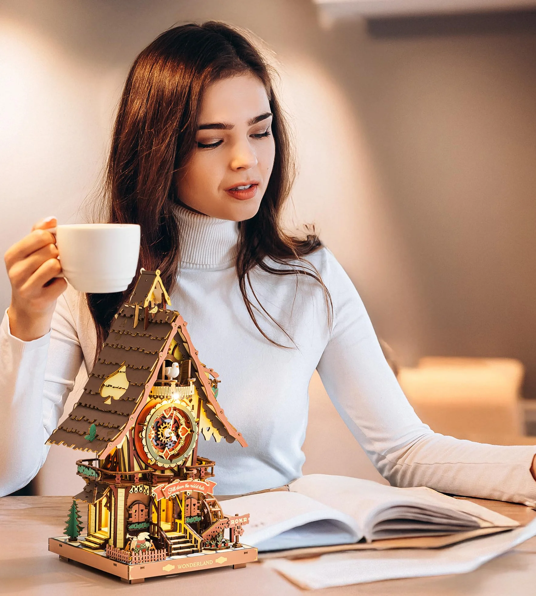 ROKR Puzzle 3D Madera Reloj de Cuco Maquetas para Construir Rompecabezas adultosAdultos Regalos Originales para Mujer Hombre Vendimia LC901C