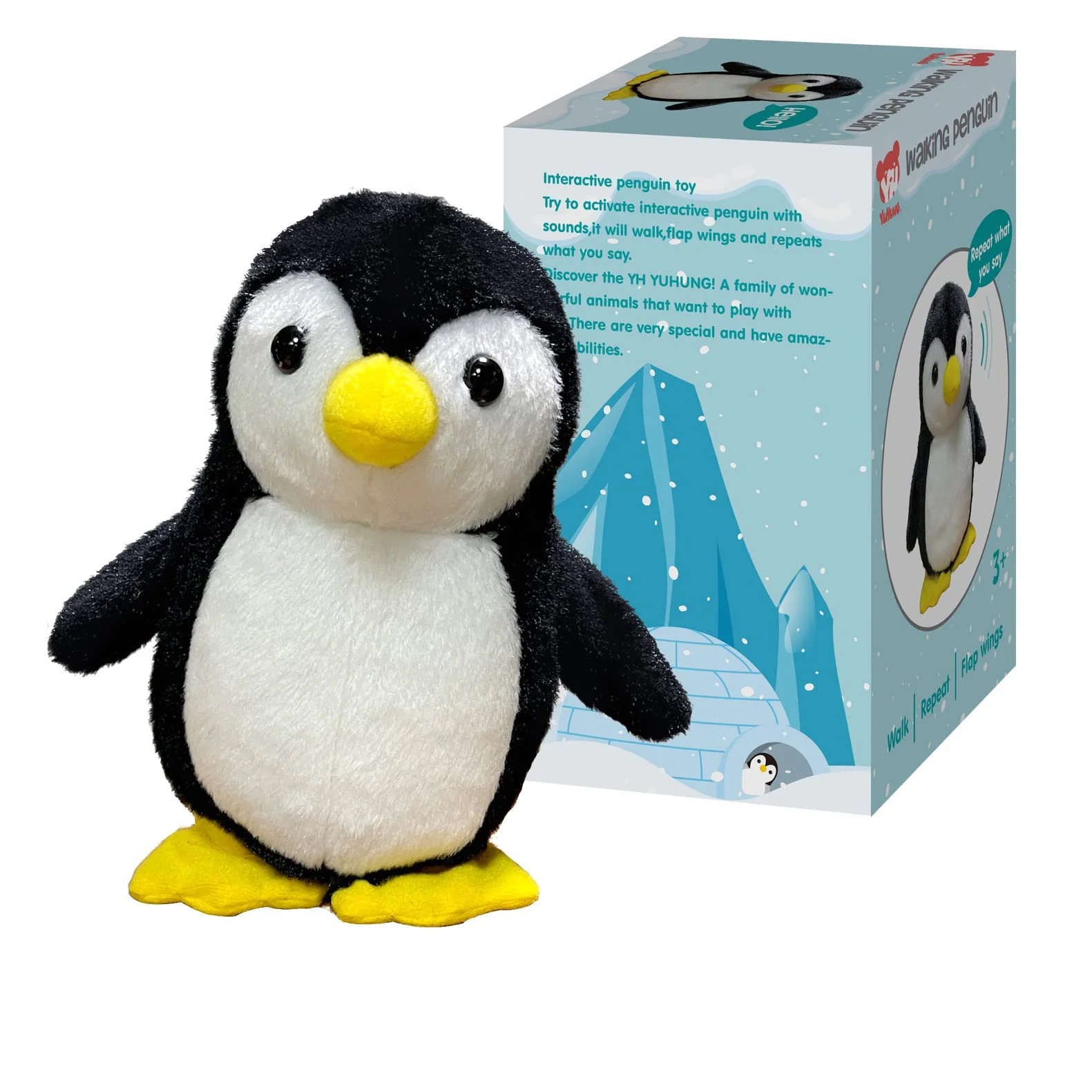 YH YUHUNG Pingüino de Peluche Que Camina y Repite lo Que Dices, Juguete Interactivo con Alas y Movimiento