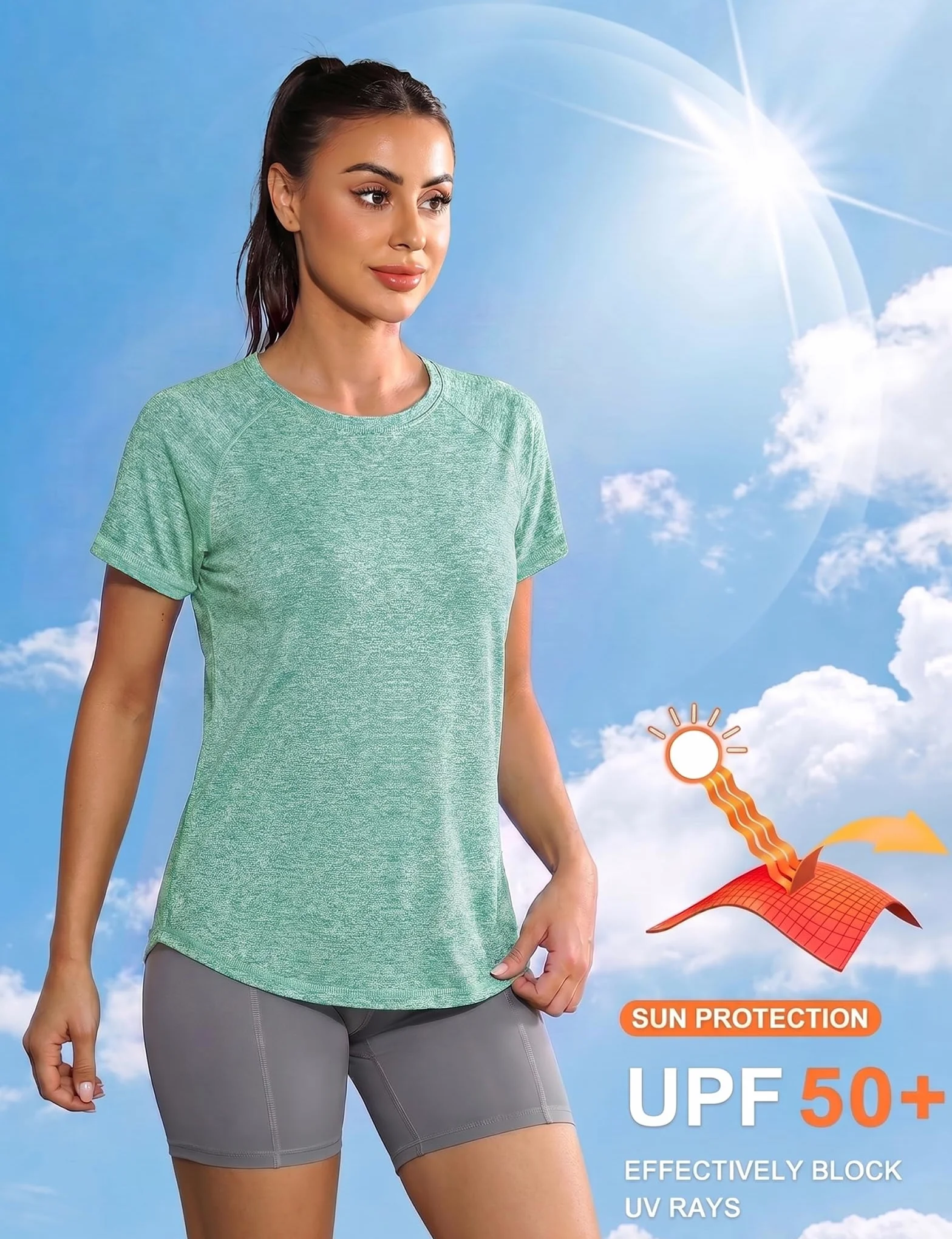 Camiseta Deportiva para Mujer Espalda Malla Ajuste Holgado Yoga Correr Ligera Cuello Redondo Manga Corta