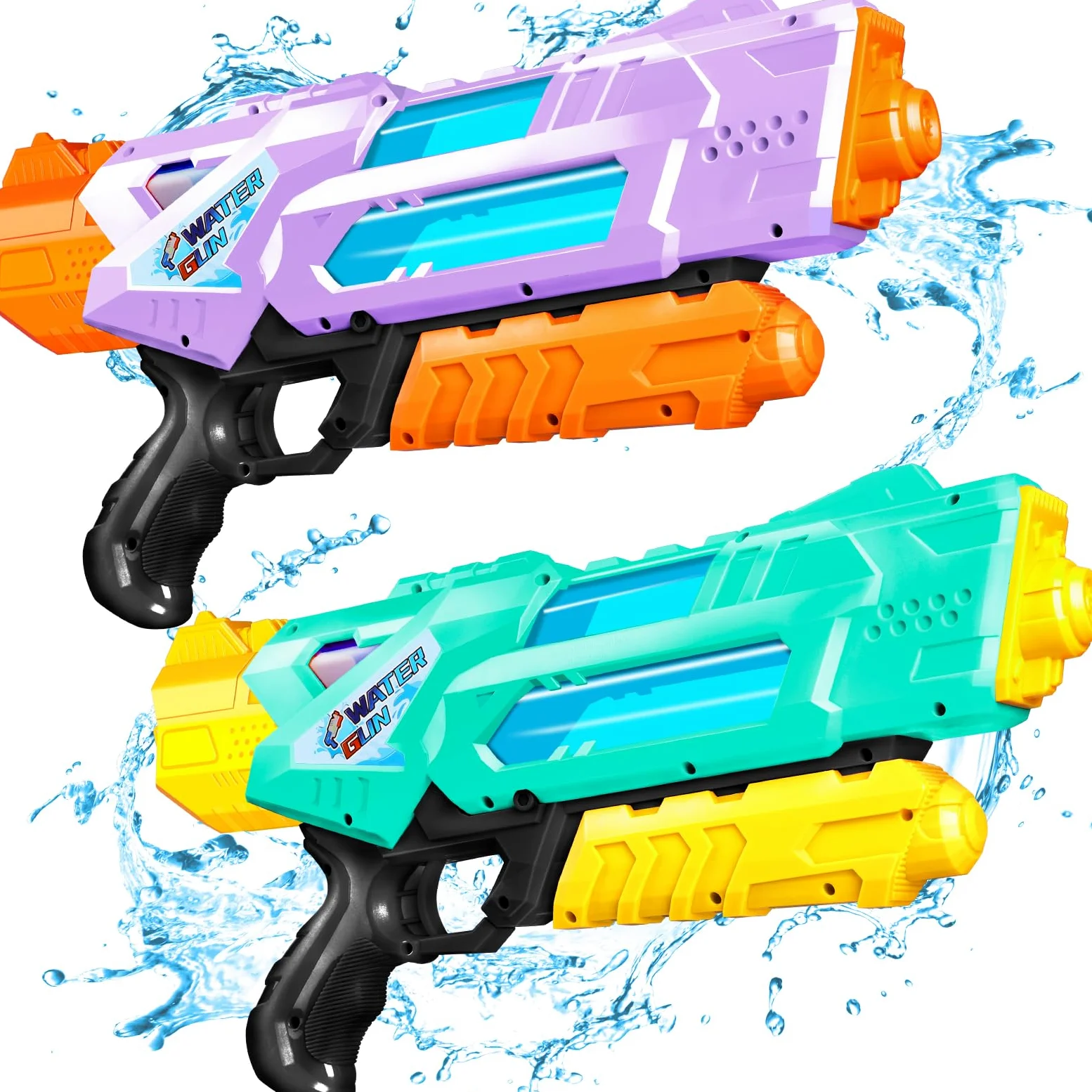 Quanquer 1200 ml super pistola de agua para adultos y niños – Paquete de 2 pistolas de agua con alcance de 10 m – Idea de regalo para batallas de agua veraniegas en el jardín, la piscina y el jardín