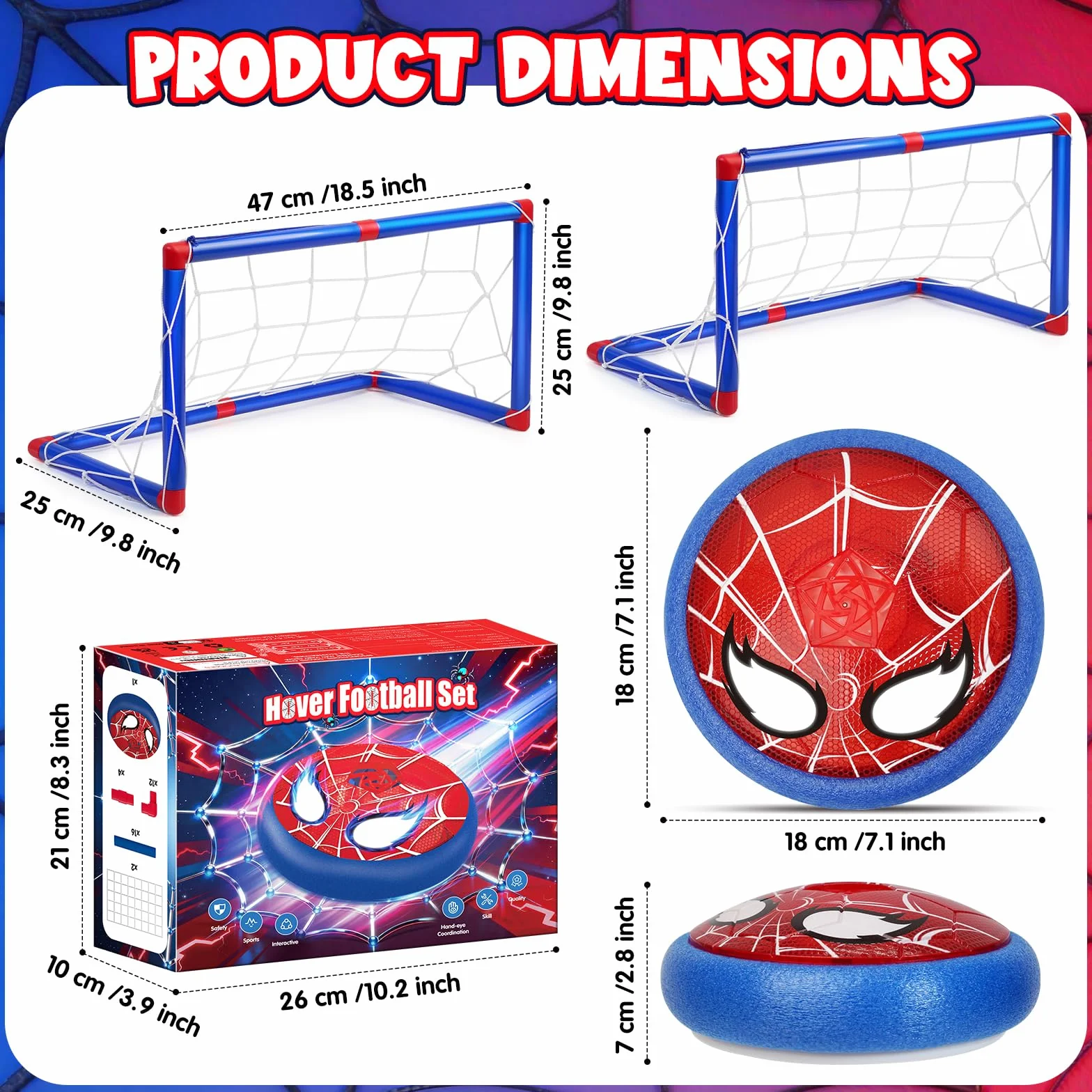 Balon Futbol Juguetes Niños 4 5 6 7 8 9 10 Años, Pelota Futbol Niño con Ojos Brillantes & 2* Porterias, Juegos de Balón Fútbol Flotante para Niños-Regalo Ideal para Niños de 3 a 12 Años