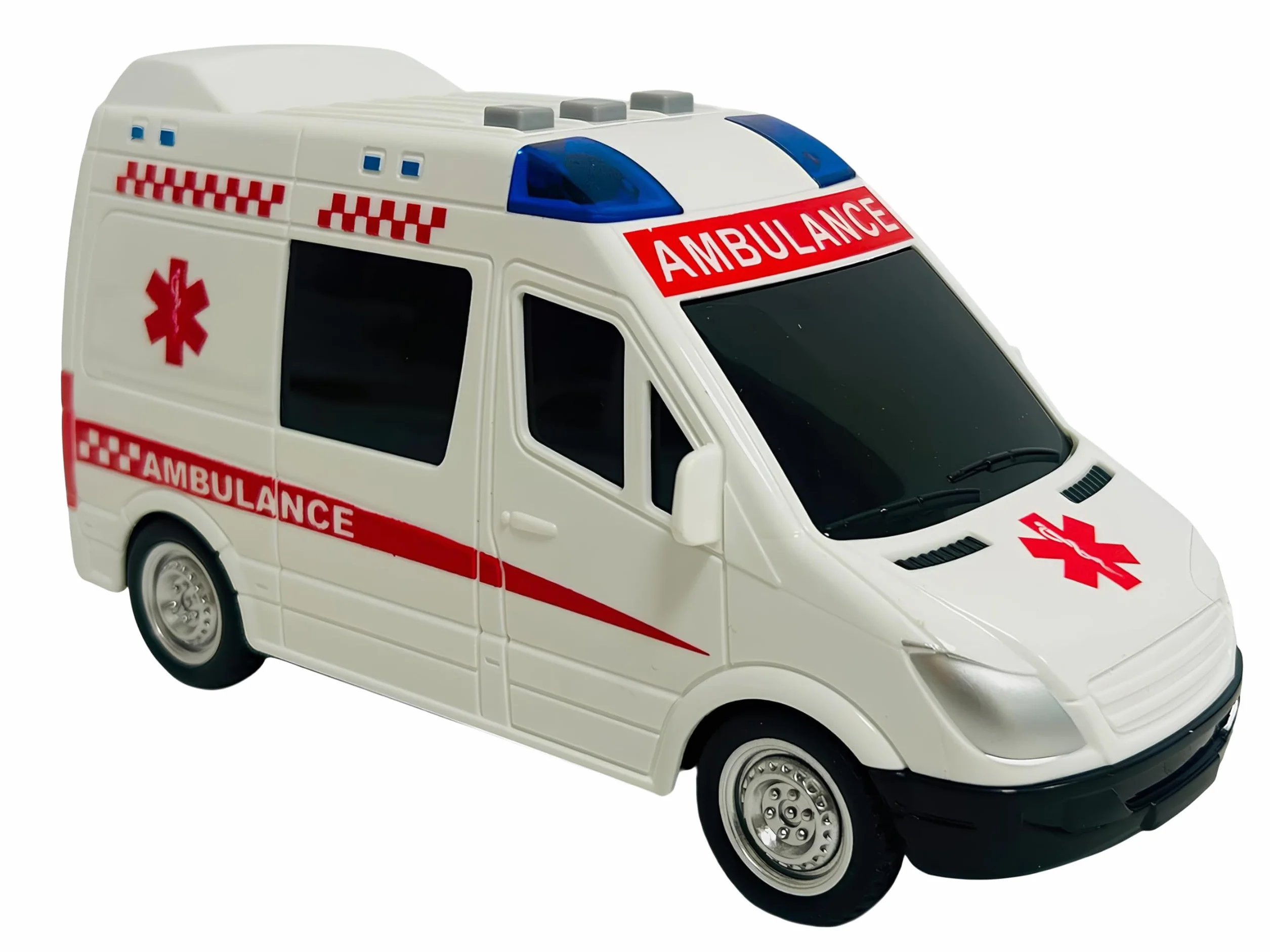 Ambulancia - Juguete con luces y sonidos reales, movimiento de embrague, ambulancia, grande, 18 cm, primeros auxilios con luces y sonidos, ambulancias para niños, con movimiento de embrague, sirenas