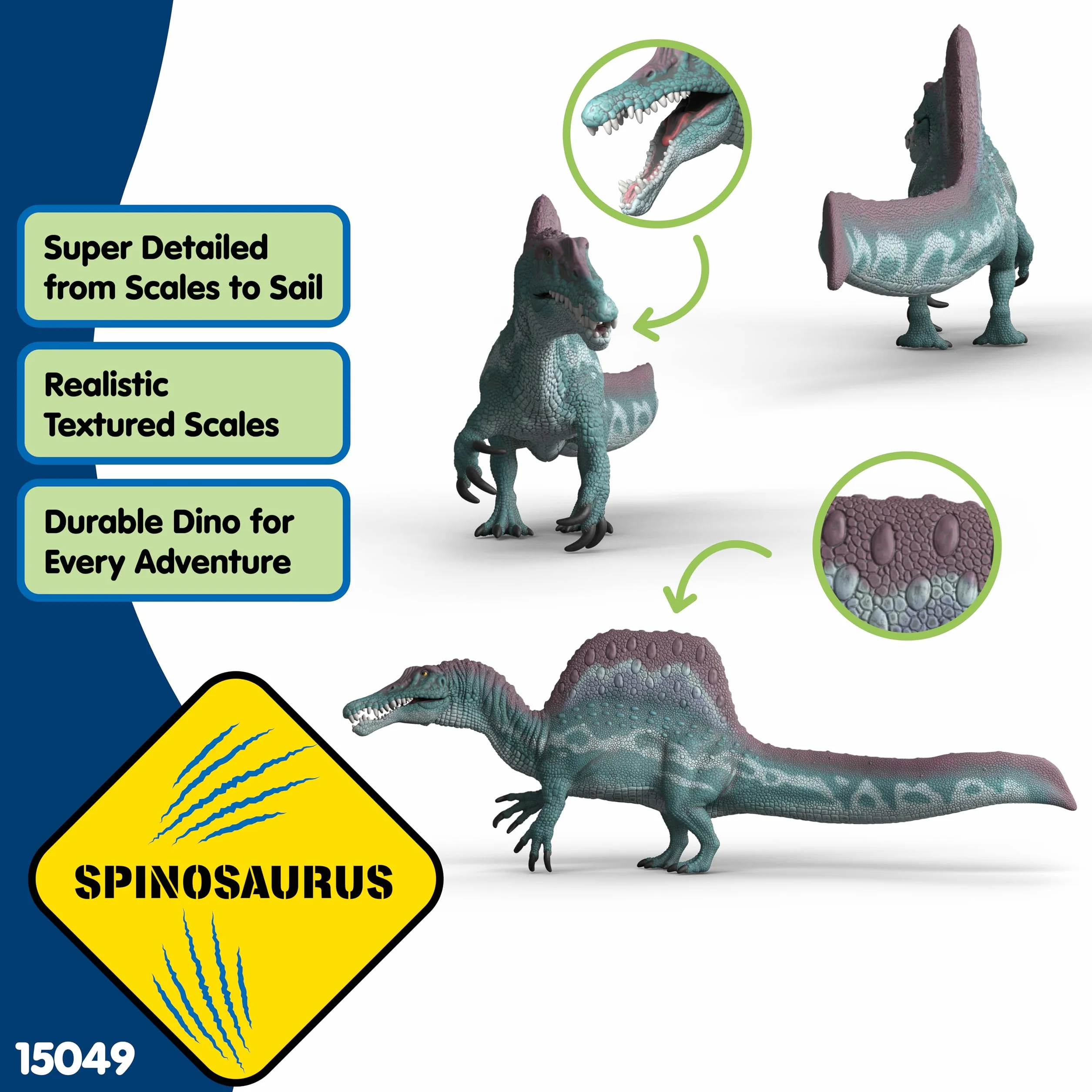Schleich Dinosaurs Spinosaurus 15049 Juguete Dinosaurio Detallado Mandíbula Móvil Coleccionable 33 x 12 x 6 cm