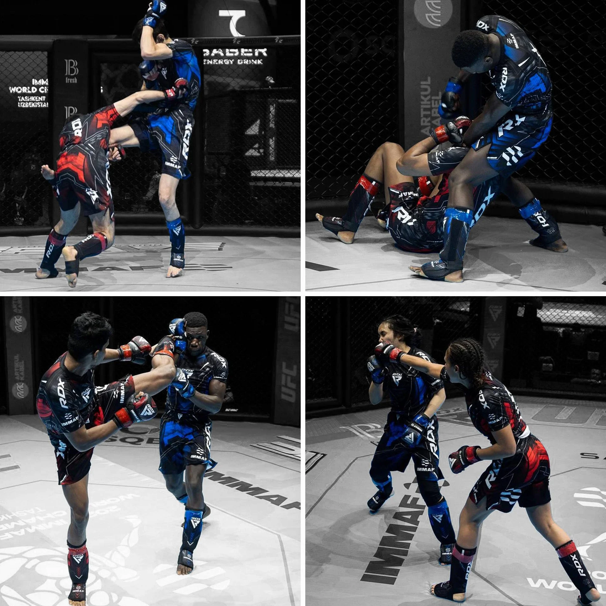 RDX Pantalones cortos de MMA aprobados por IMMAF, diseño de aberturas laterales para boxeo, muay thai, kickboxing
