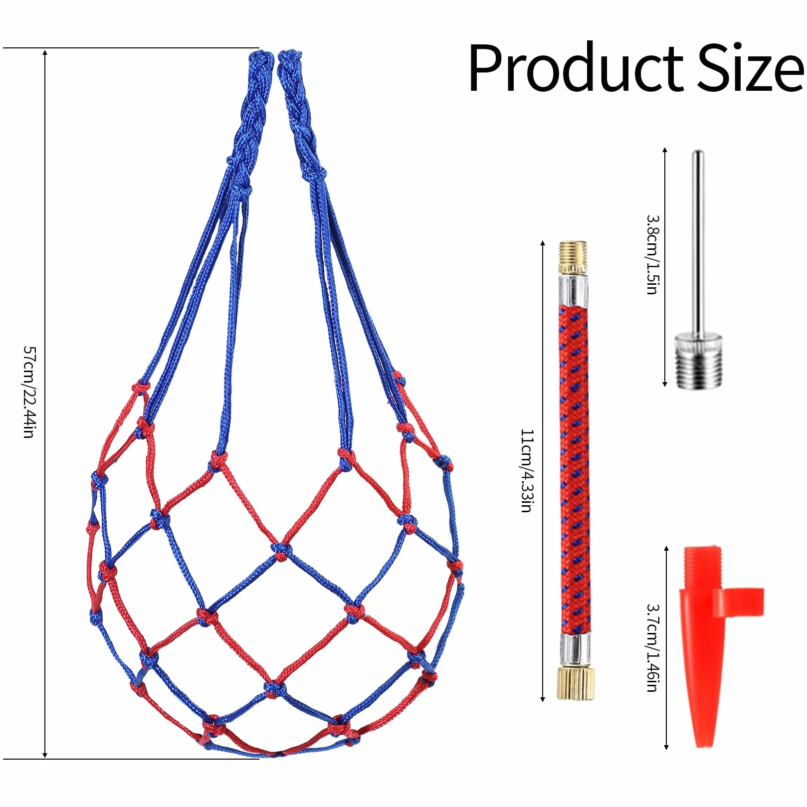 Bolsa para Balón de Malla 3 Piezas Red para Balones de Fútbol con Bomba y Agujas