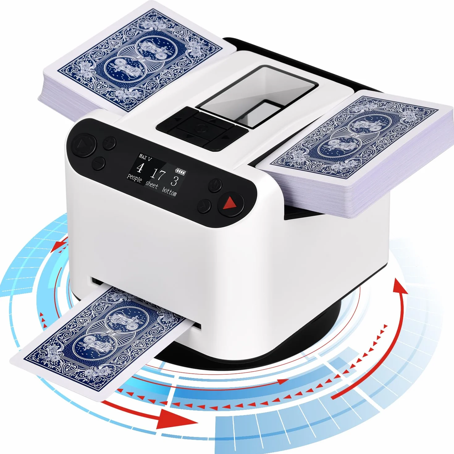 Apkezel Barajador de Cartas Automático 2 en 1, Mezclador y Repartidor 360° para Juegos de Cartas