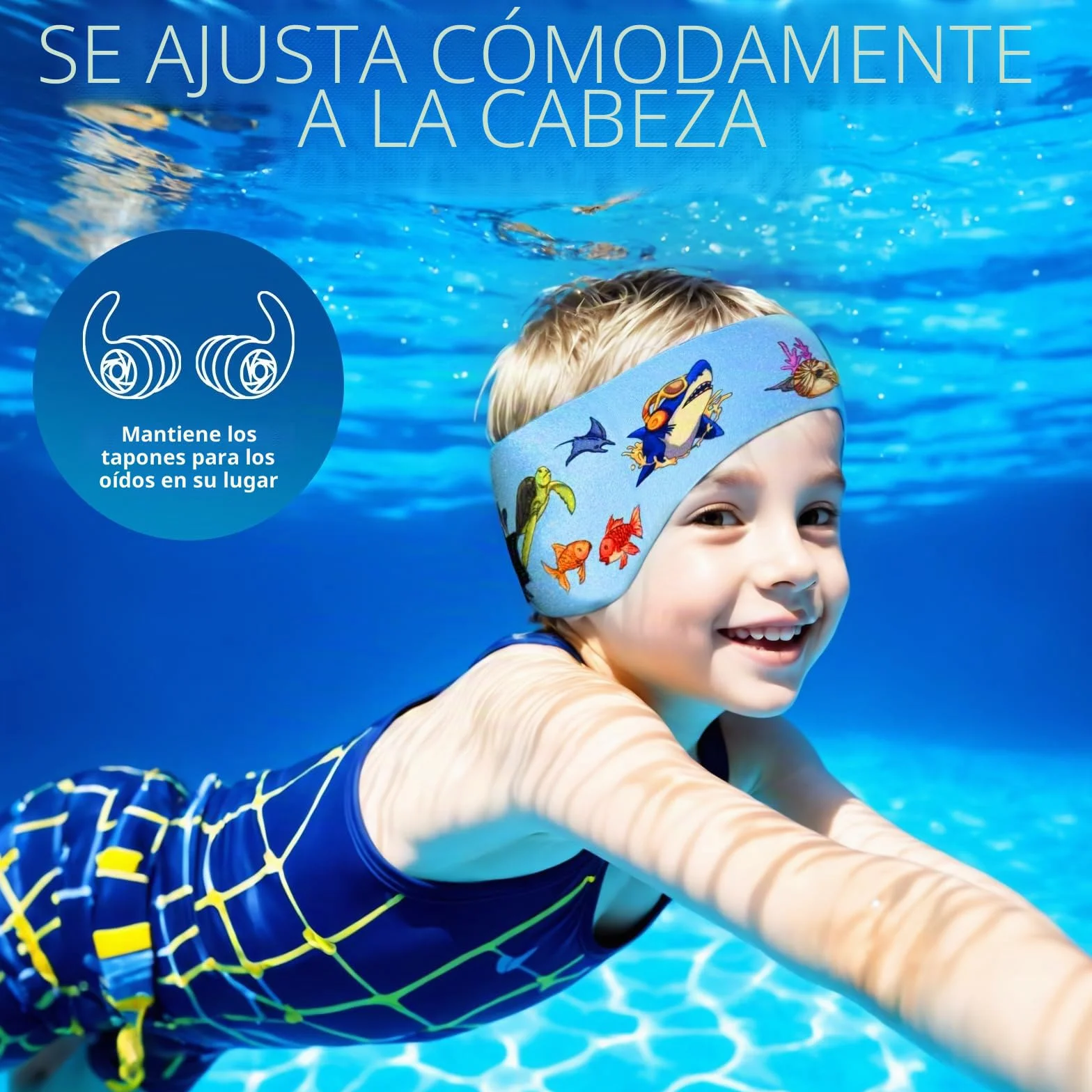 Diadema de Natación Impermeable, 2 Pares Tapones Oídos con Banda Neopreno Ajustable Antideslizante para Nadar Surf Bucear