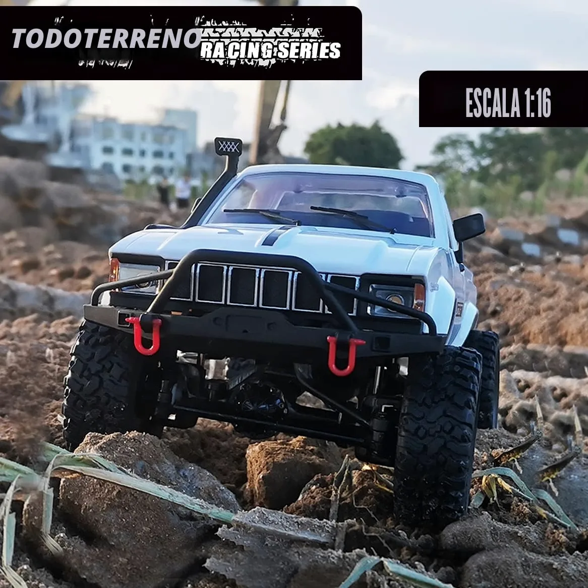fisca 1:16 Camión teledirigido WPL C24-1 Auto a Escala Completa 4WD Camión Todoterreno con Faro Camión RC, Modelo de Elevación de Alta Velocidad Juguetes