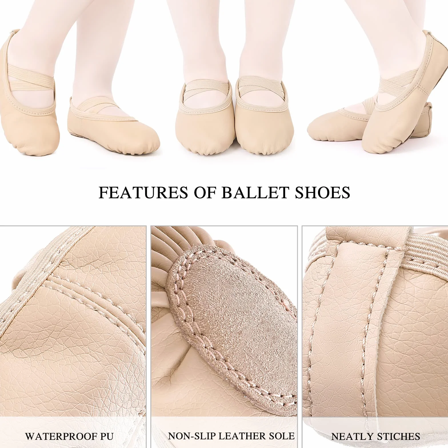 Zapatillas de Ballet Niñas Cuero Tamaño 20-40