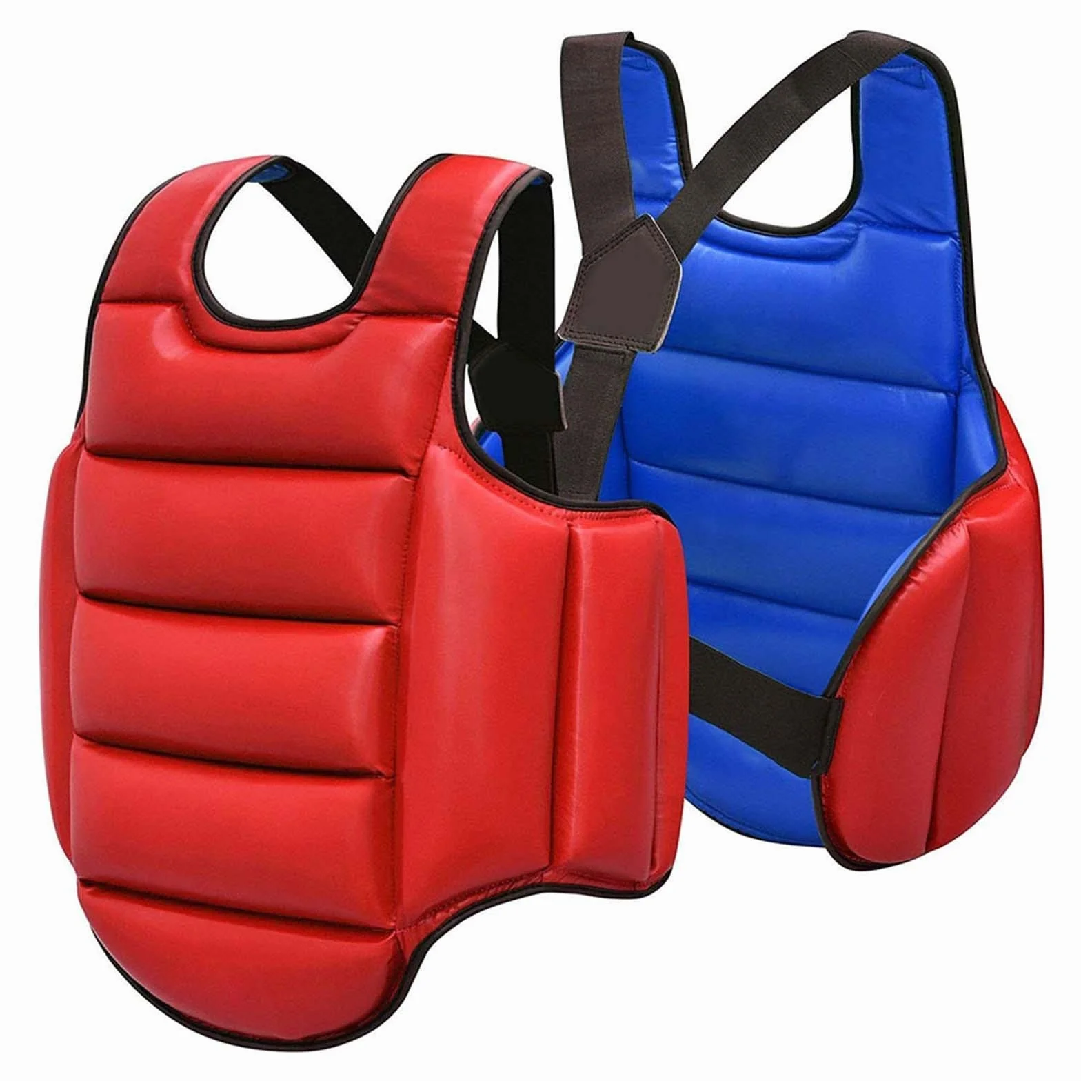 Chaleco Protector de Karate Reversible Ajustable, Escudo de Pecho para Taekwondo Boxeo, Rojo Azul M