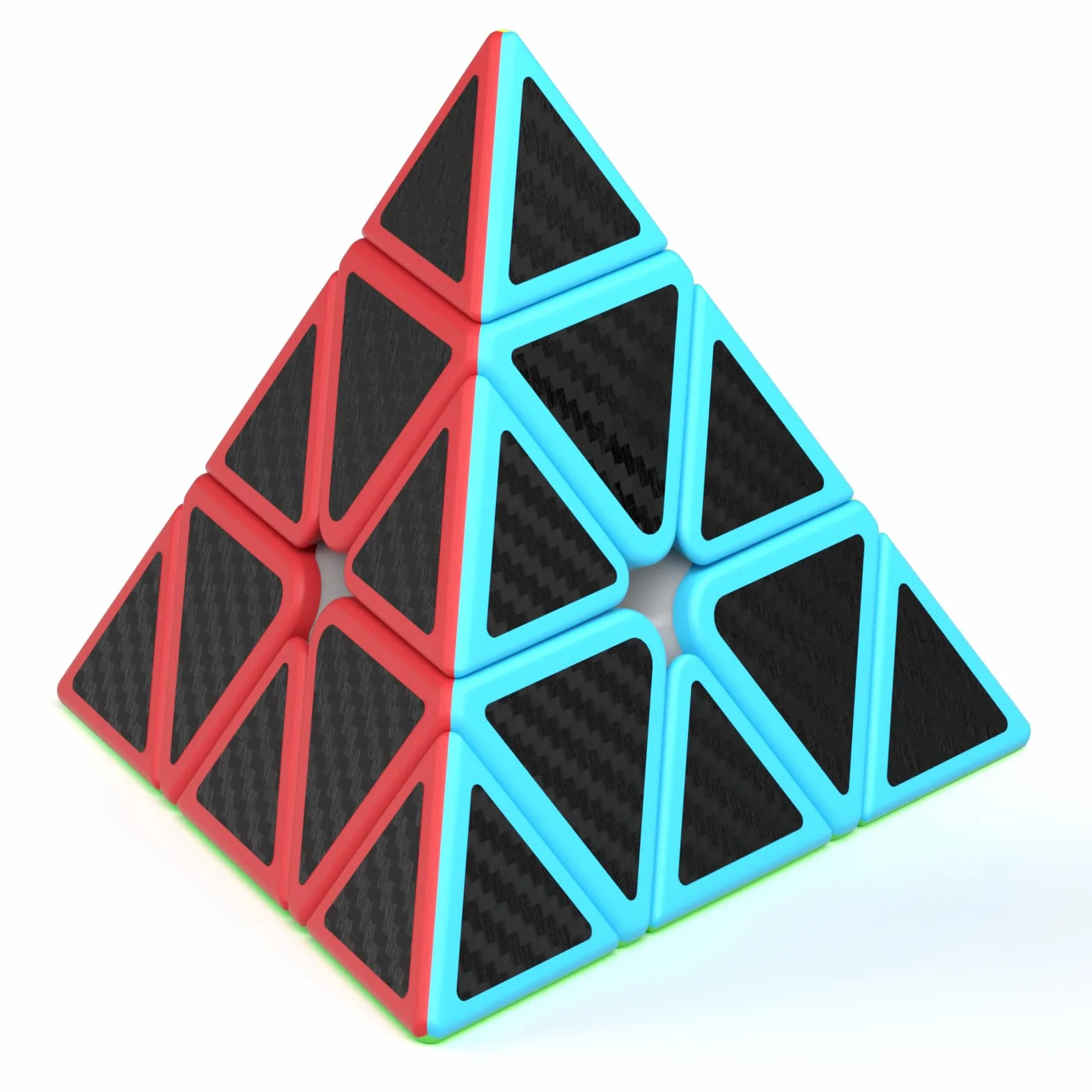 Vdealen Speed Cubo Magico Piramide Magic Cube, Liso Pyramid Cubo de Velocidad para Principiantes y Usuarios Avanzados, Triangle Cube Regalo para Niños Adolescentes Adultos(Fibra de Carbono)