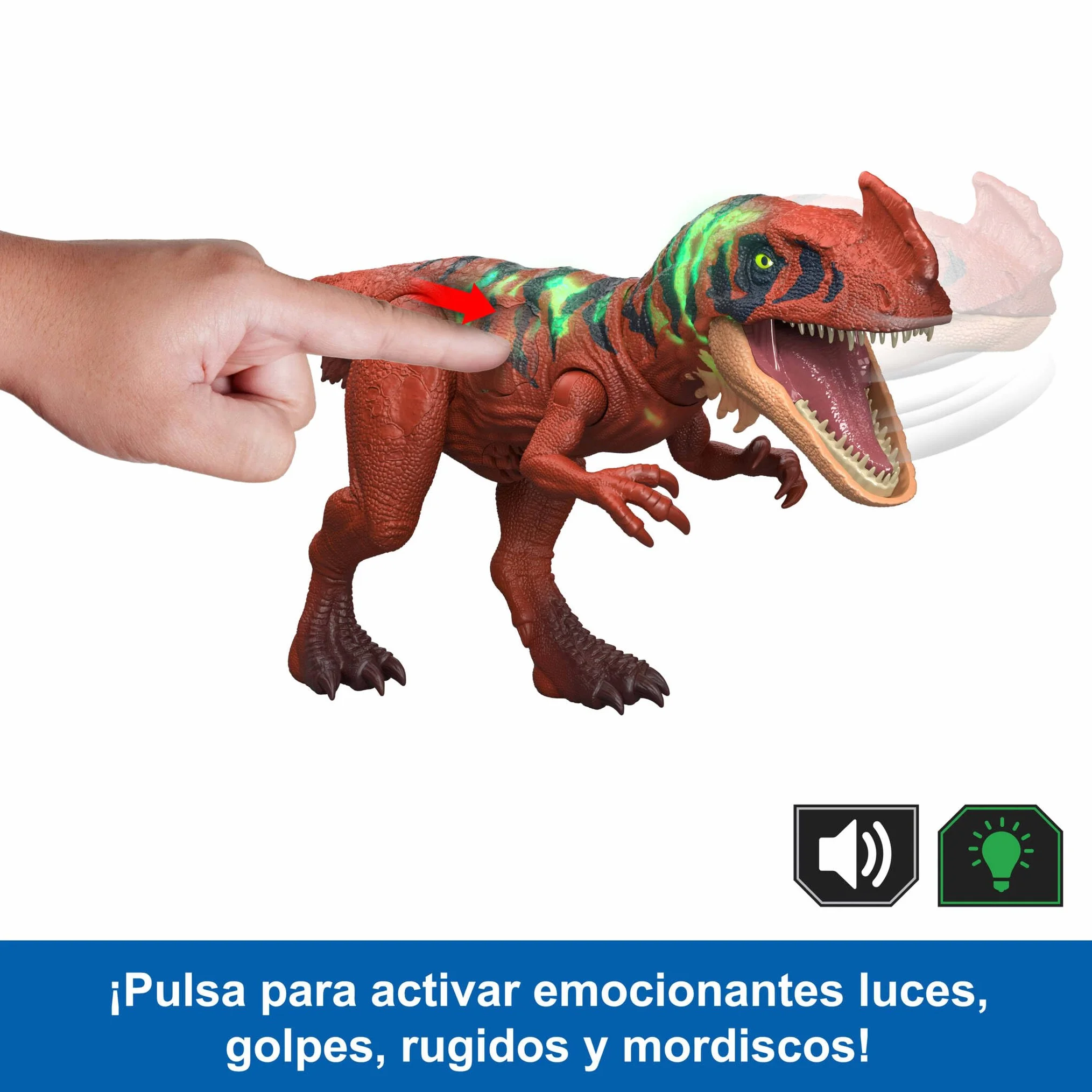 Mattel Jurassic World Rugido Salvaje Figuras de Dinosaurio con Ataque de mordisco en múltiples direcciones y Sonido, Juguete articulado, Juego Digital (Las Especies Pueden Variar), JKL76
