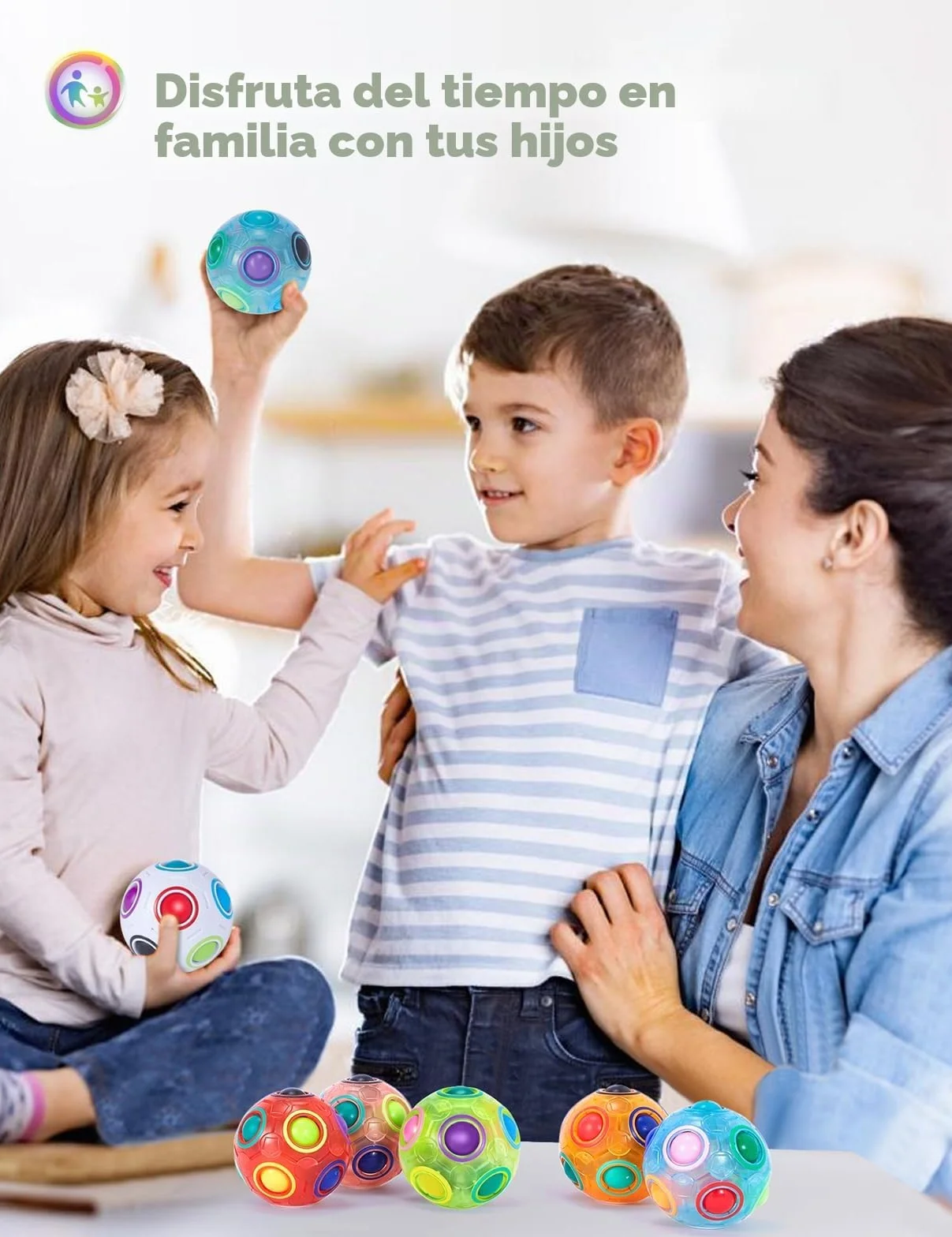 ROXENDA Rainbow Ball Magic Ball, Puzzle Brain Teaser y Bola de Estrés para Niños y Adultos