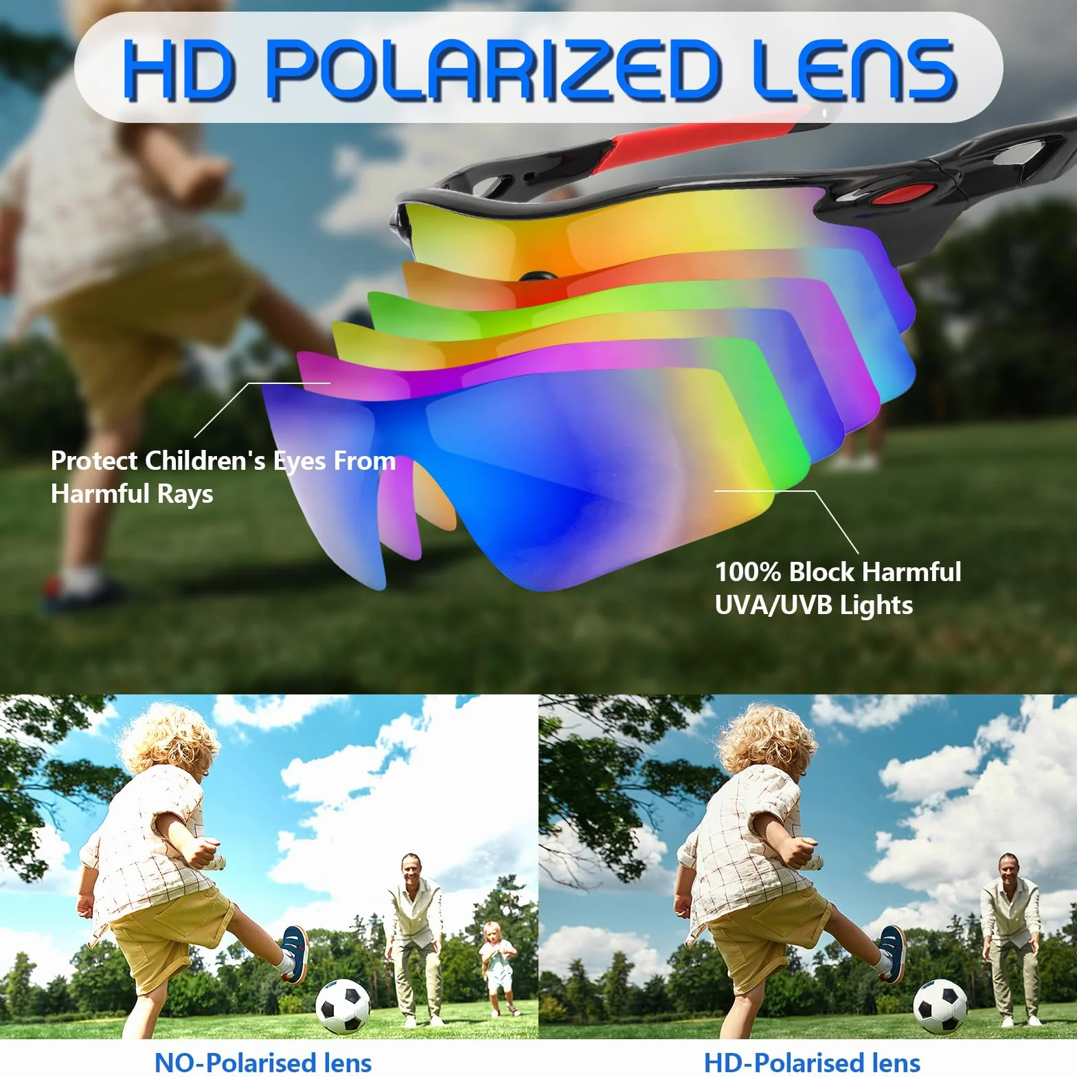 Gafas de Sol Deportivas para Niños Ciclismo Running Protección UV 400 Lote de 2