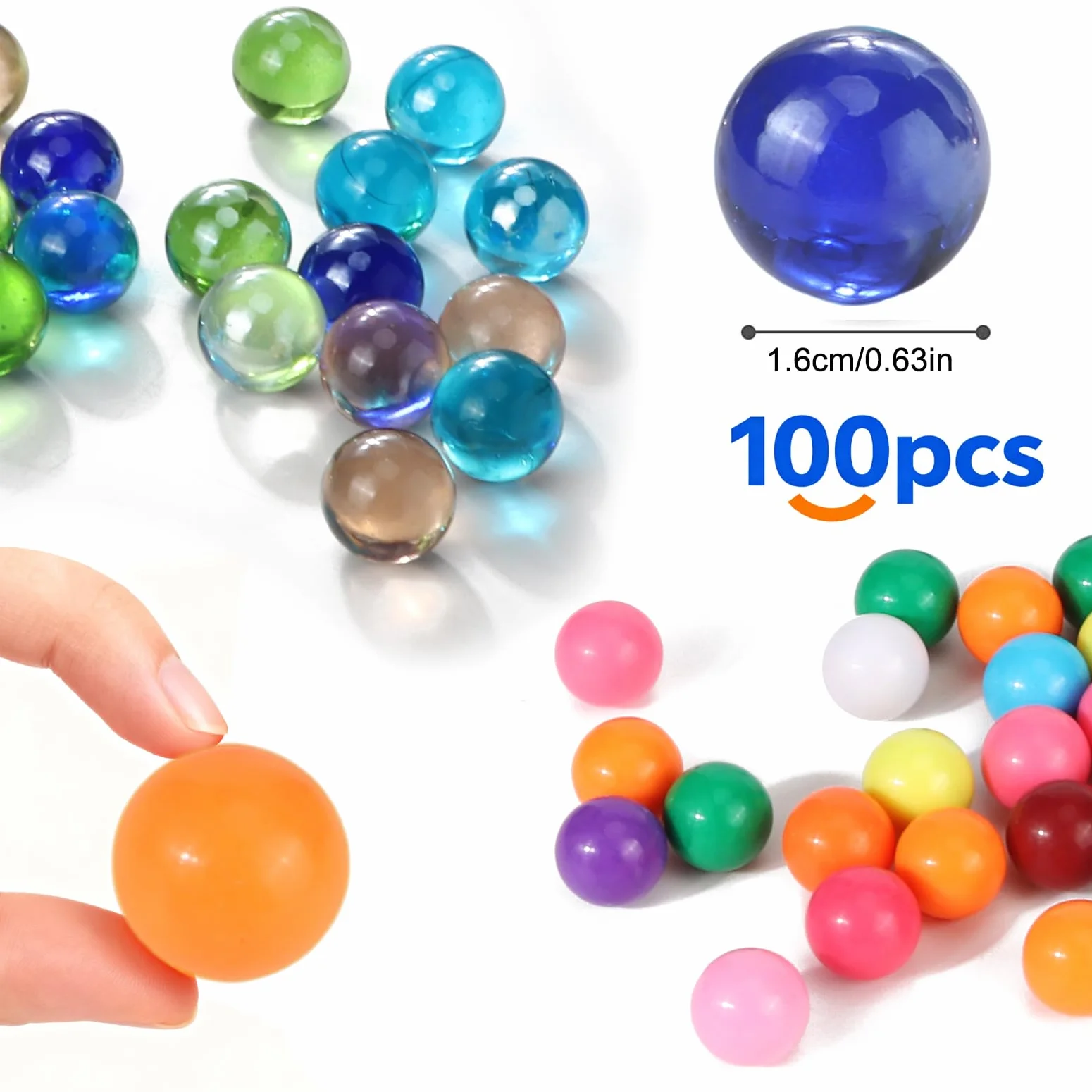 100 Piezas Coloridas Canicas de Cristal, para Juegos de Carreras de Canicas, Bricolaje y Decoración del Hogar