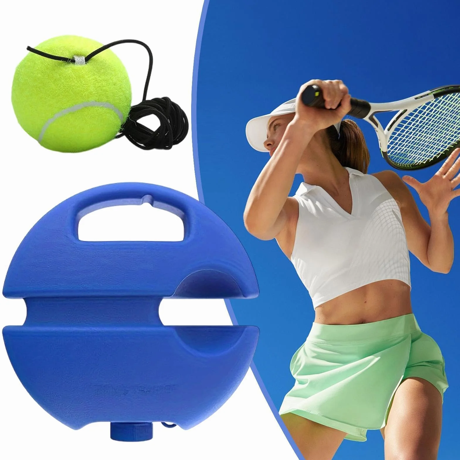 Entrenamiento de Tenis con Pelota Rebotadora - Dispositivo de Rebote para Entrenamiento Individual, Herramienta de Iniciación para Principiantes