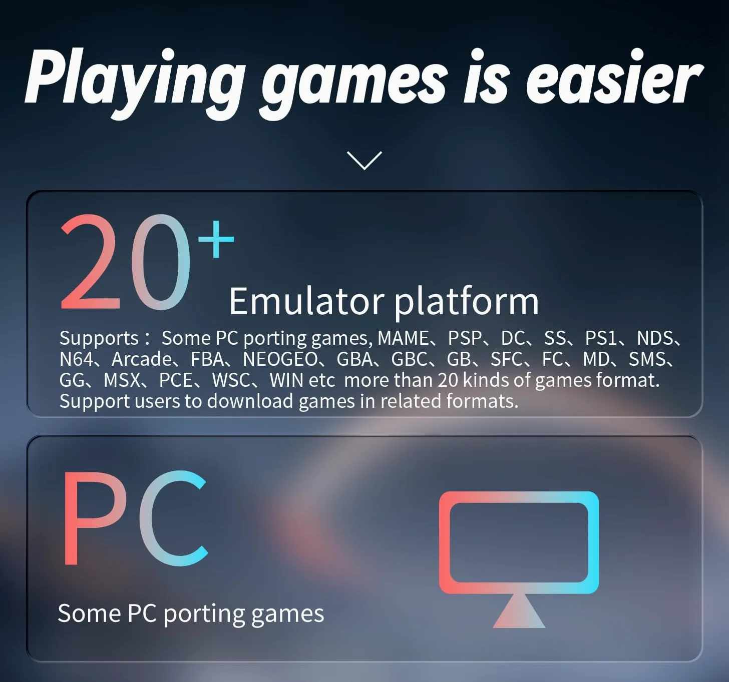 RG ARC-S - Consola de juegos de mano con pantalla IPS de 4 pulgadas, sistema Linux RK3566 64bit 5G WiFi Bluetooth 4.2 Reproductor de video retro con tarjeta de 128 GB + simulador 4541 juegos soporte