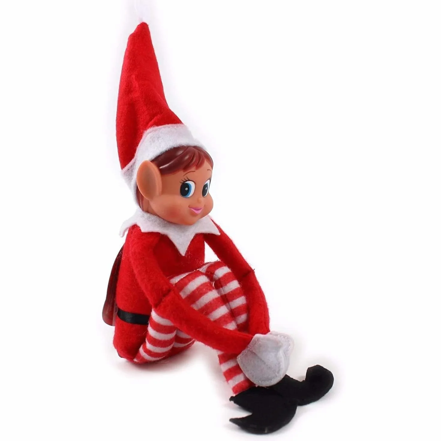 Elves Behavin' Badly Elfo Flexible Flexible de 12 "con Cabeza de Vinilo - Accesorio de Navidad (Chica elfa roja)