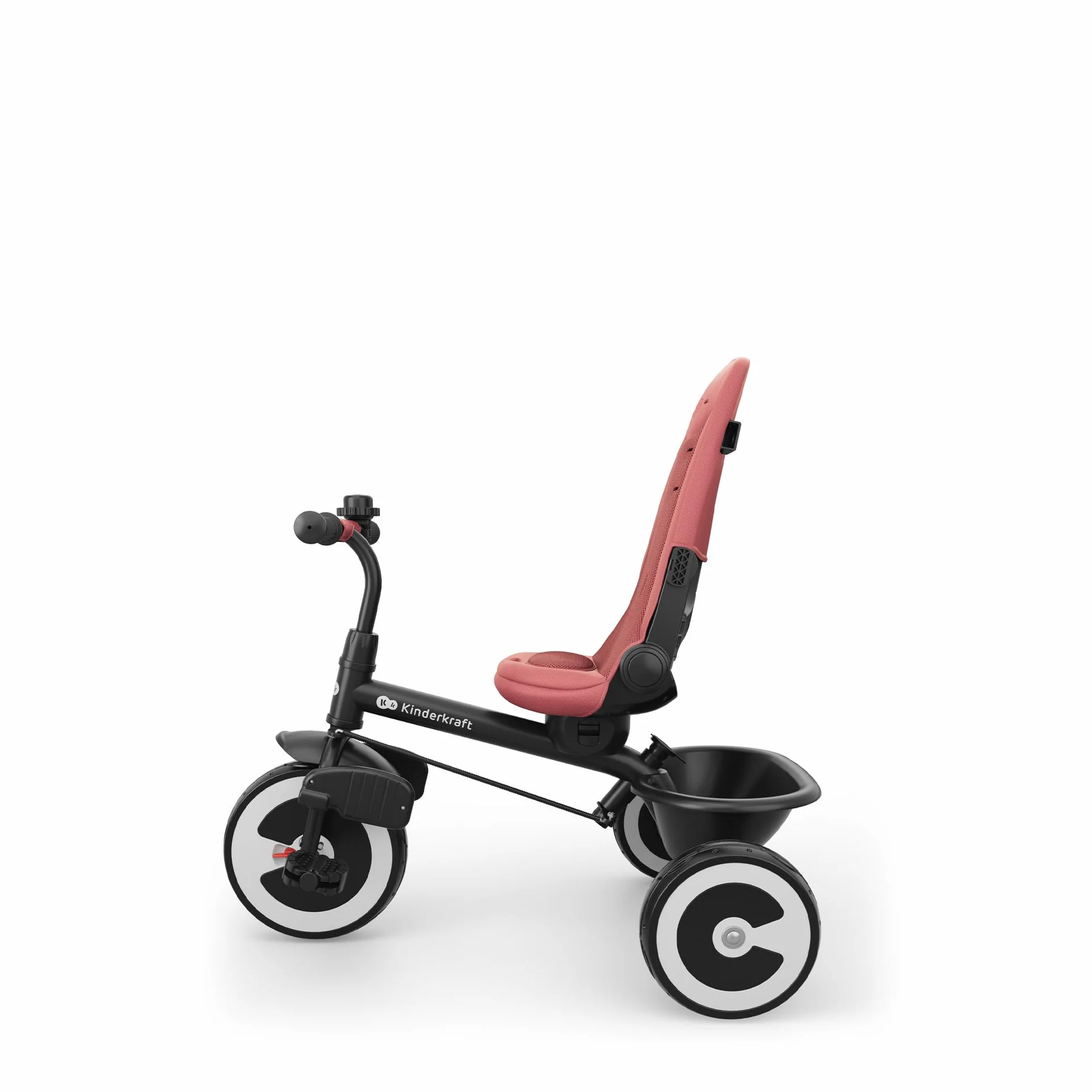 Kinderkraft Aston 2 Pro Triciclo Evolutivo, Bicicleta Sin Pedales, Bicicleta Bebe, para Niños, Cinturón, con Accesorios, Portavasos, Cesta, 9 Meses a 25 kg, Rosa