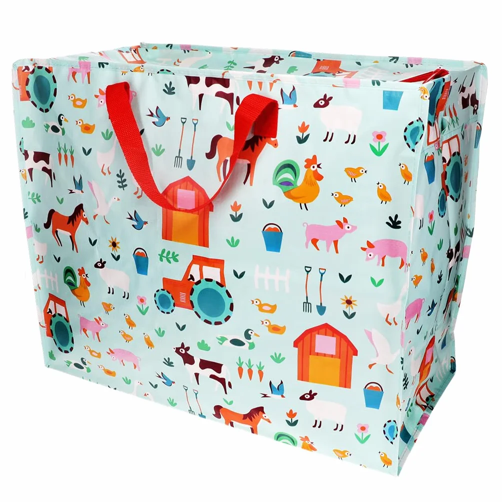 Rex London Bolsa gigante XXL con cremallera, diseño de granja