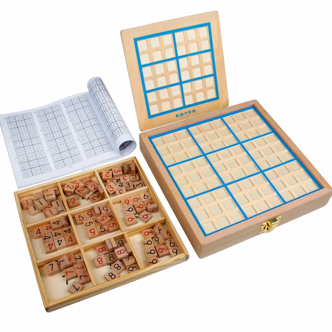 Andux Zone Sudoku Tablero 3-en-1 De Madera Número de Lugar Juguete SD-03 Azul