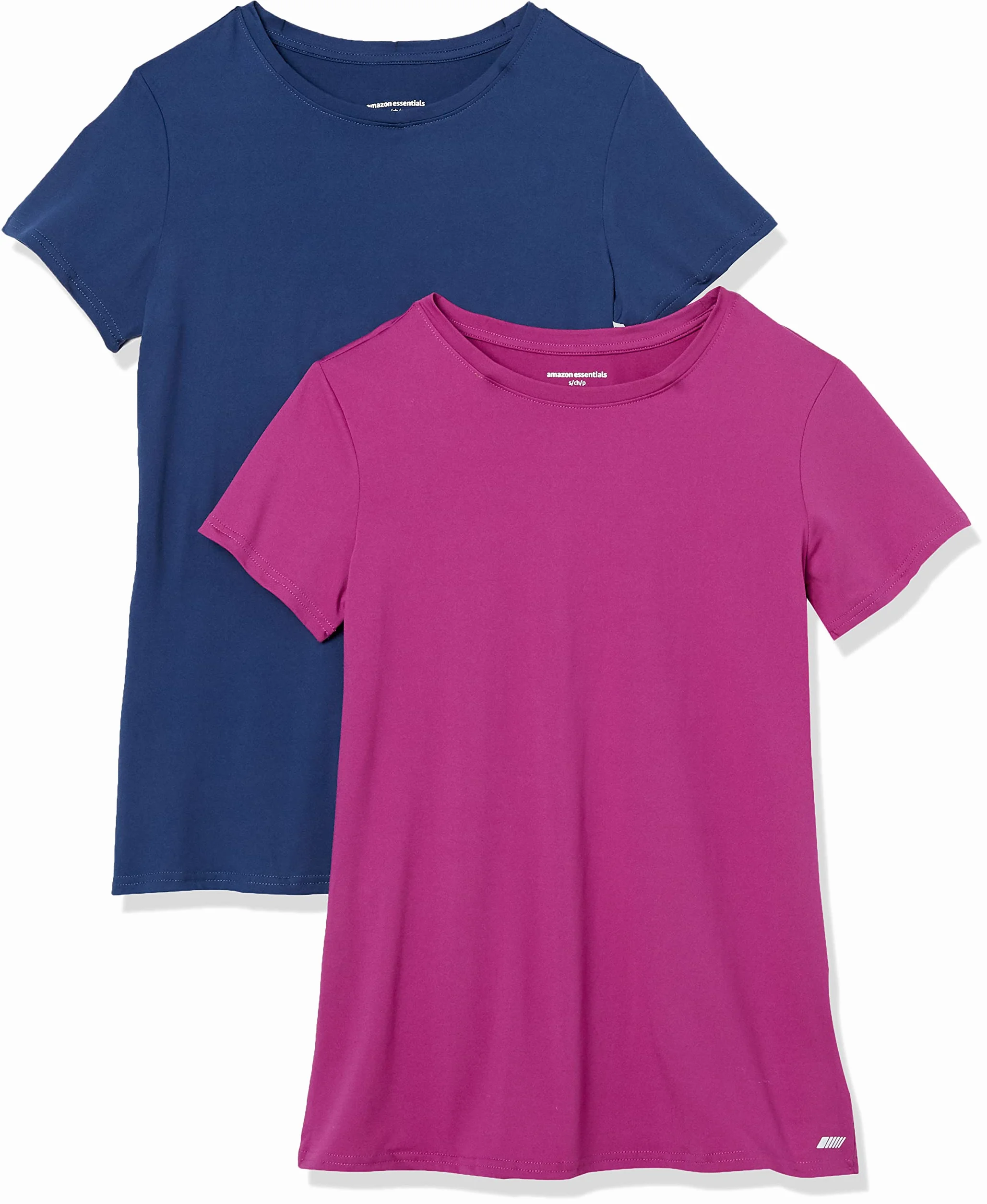 Amazon Essentials Camiseta Elástica Secado Rápido Manga Corta Cuello Redondo Mujer Gimnasio Paquete Múltiple
