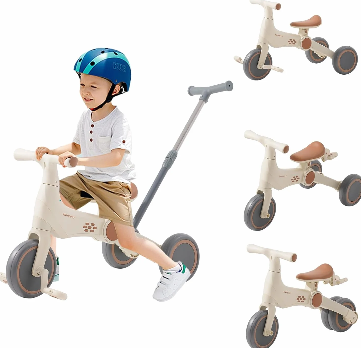 Triciclos para Niños,4 en 1 Una Bici Multifunción,Triciclo,Bicicleta,Carro de Equilibrio,Caminante con Pedales Desmontables, Adecuado para niños de 12-24 Meses