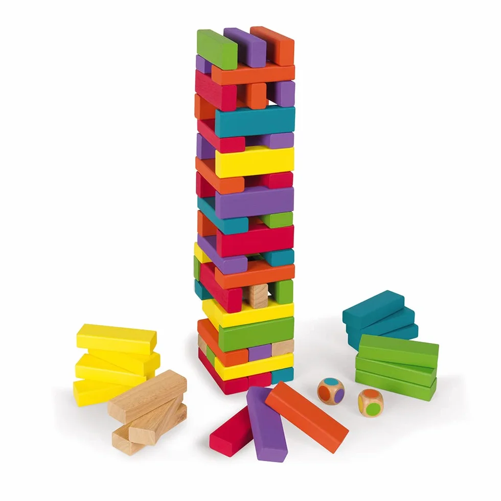 Equilibloc Color - Bloques de Construcción de Madera - 60 Piezas - Juego de Habilidad - Multicolor - Desde 3 Años