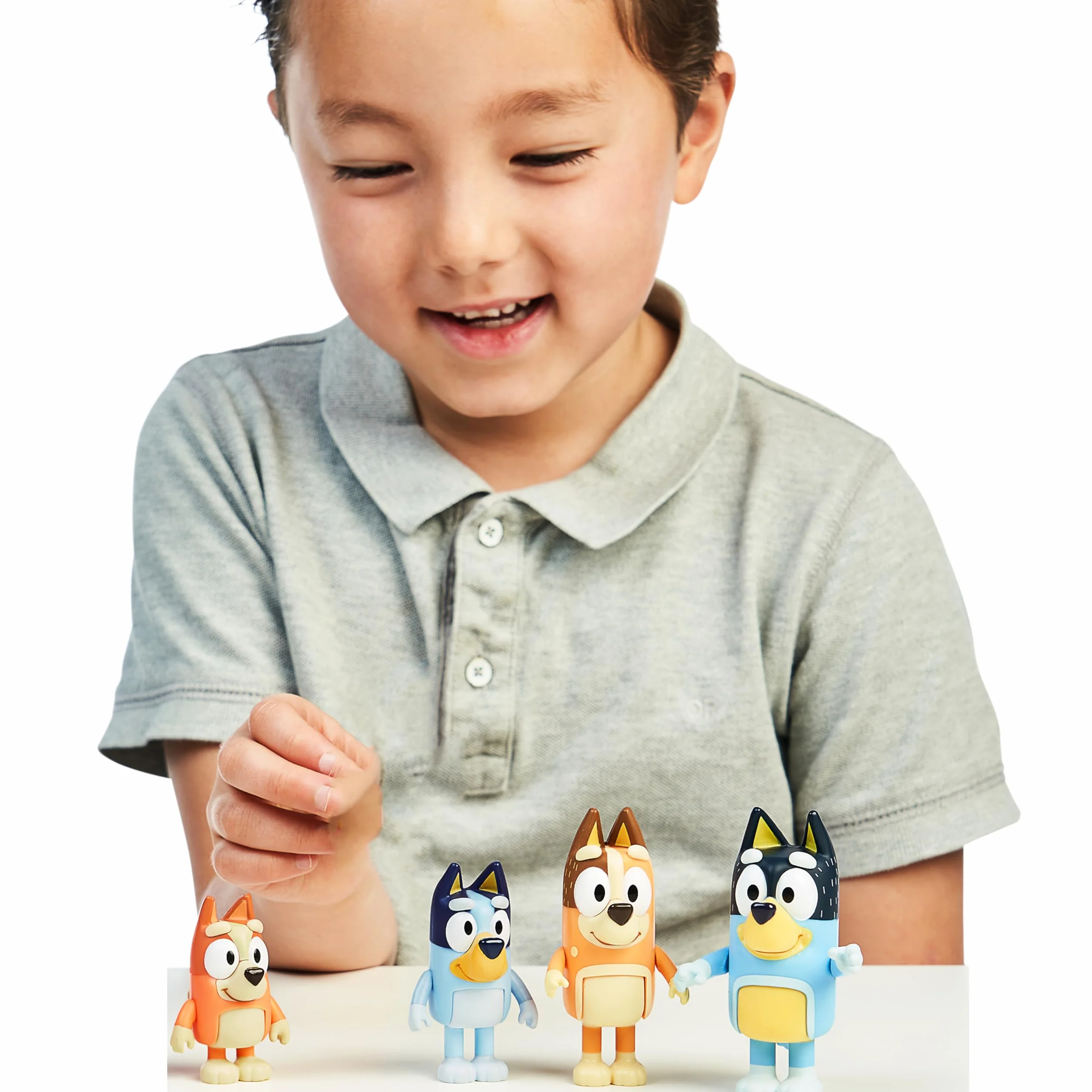 Bluey Pack de 4 Figuras Familia, Figuras de 6,3-7,6 cm