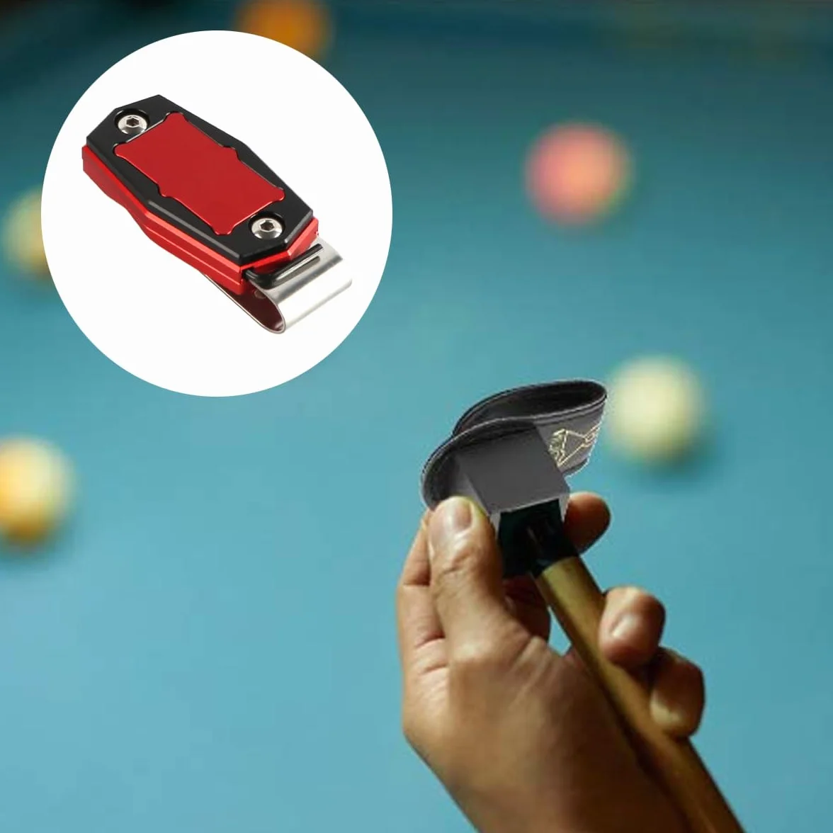 Estuche magnético portátil para tiza de billar rojo