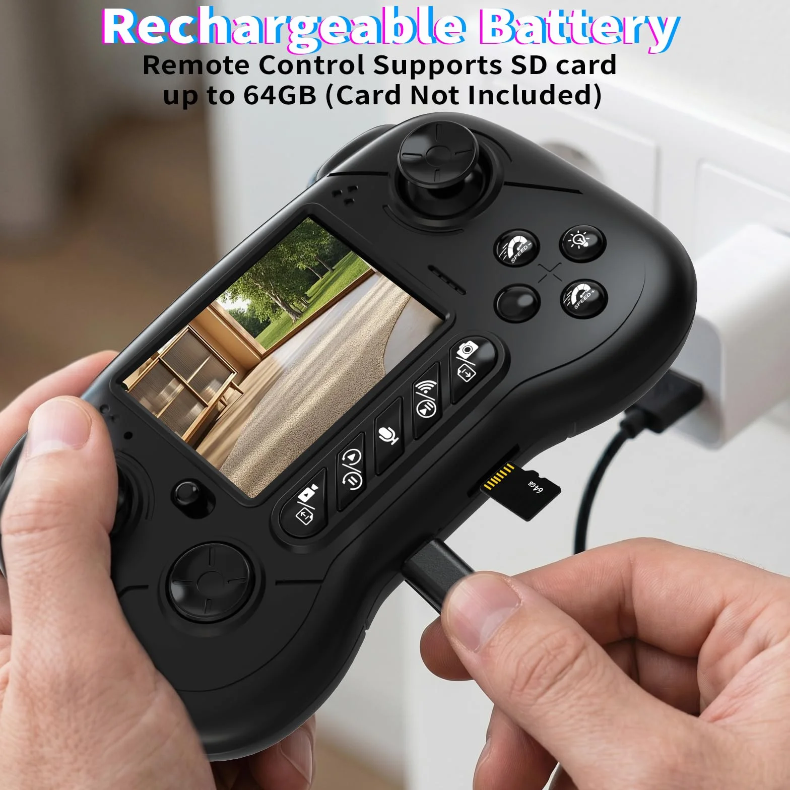 Coche RC con Cámara, 2.4GHz con Pantalla LCD de 2.8" y Cámara Ajustable de 60°, Video en Vivo, Control Dual App/Radio, 2 Velocidades, Recargable para Todoterreno, Regalo para Niños y Adultos