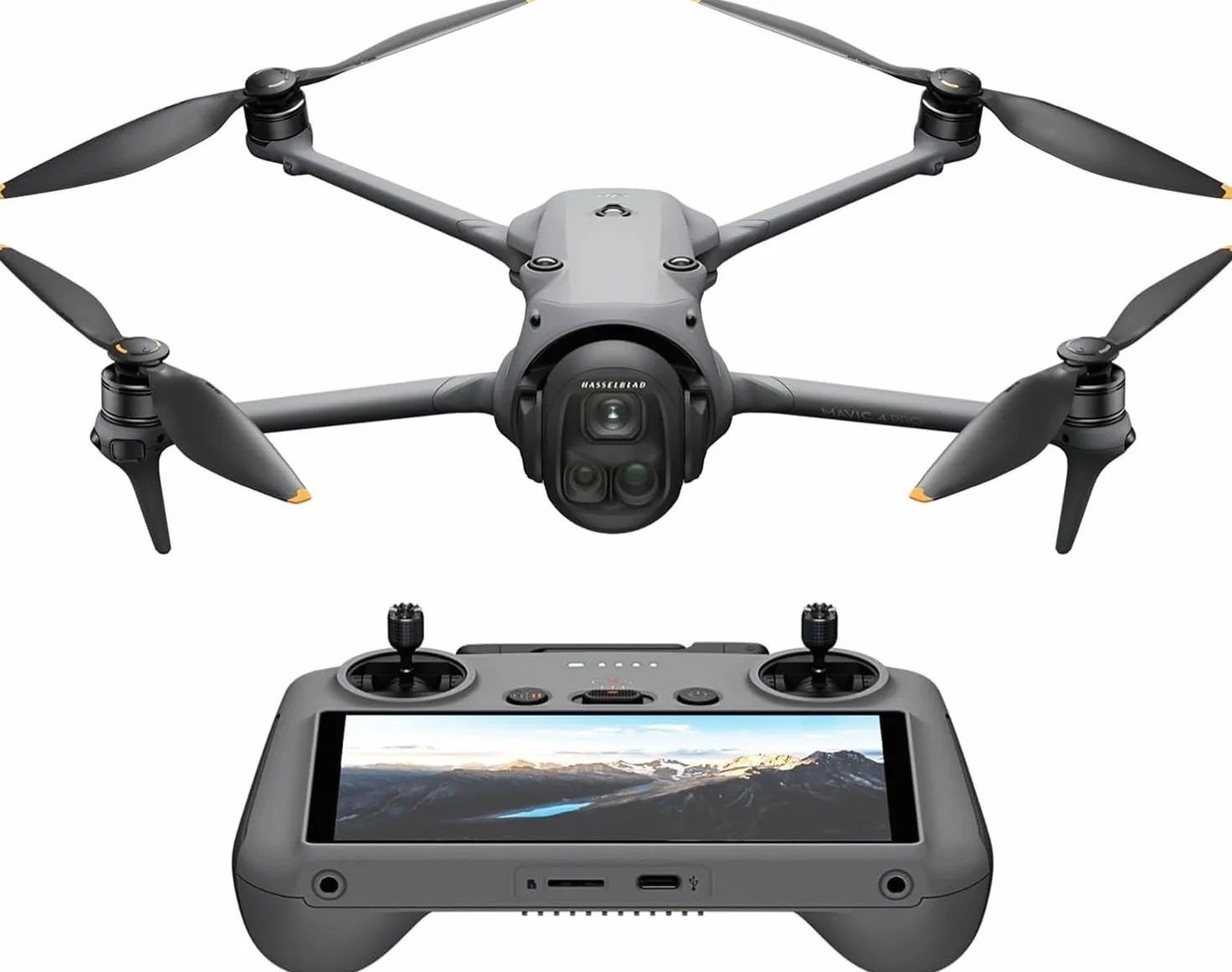 DJI Mavic 4 Pro con DJI RC 2, dron tricámara insignia con cámara Hasselblad de 100 MP y sensor CMOS 4/3, dron para profesionales, transmisión de 30 km, 51 min de tiempo de vuelo