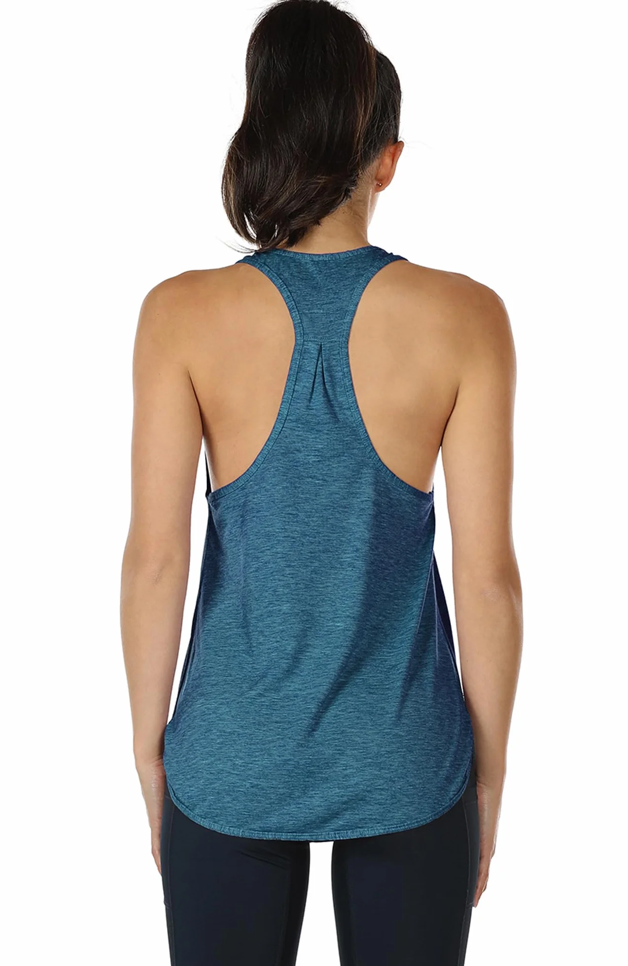 icyzone Camiseta sin Mangas de Fitness para Mujer Racerback Chaleco Deportivo
