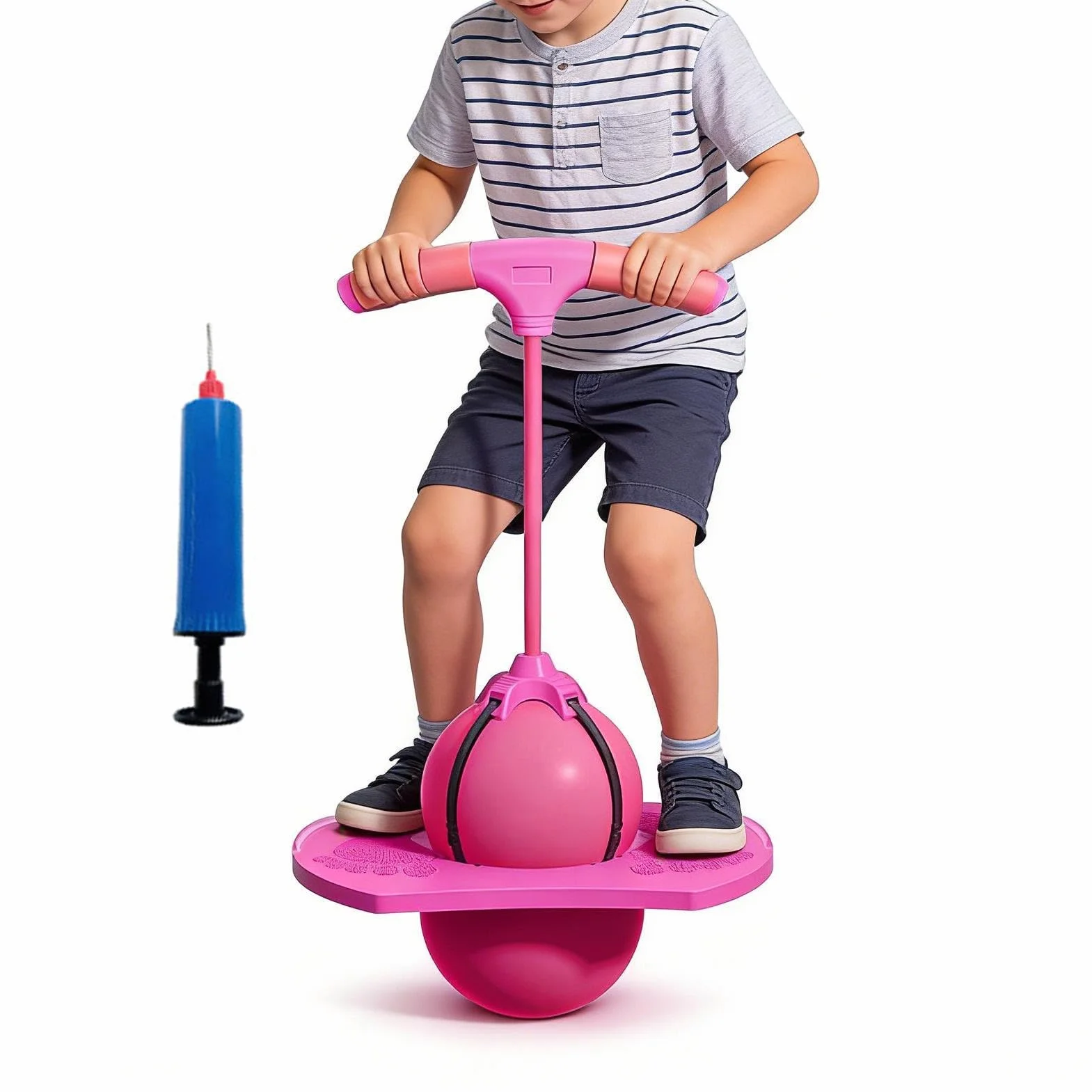 Pelota De Salto con Asa, Pelota De Equilibrio Elástica Antideslizante, Pelotas De Rebote Y Bomba De Aire Incluida, Ejercicio De Coordinación Mano-pie, para Adultos Y Niños