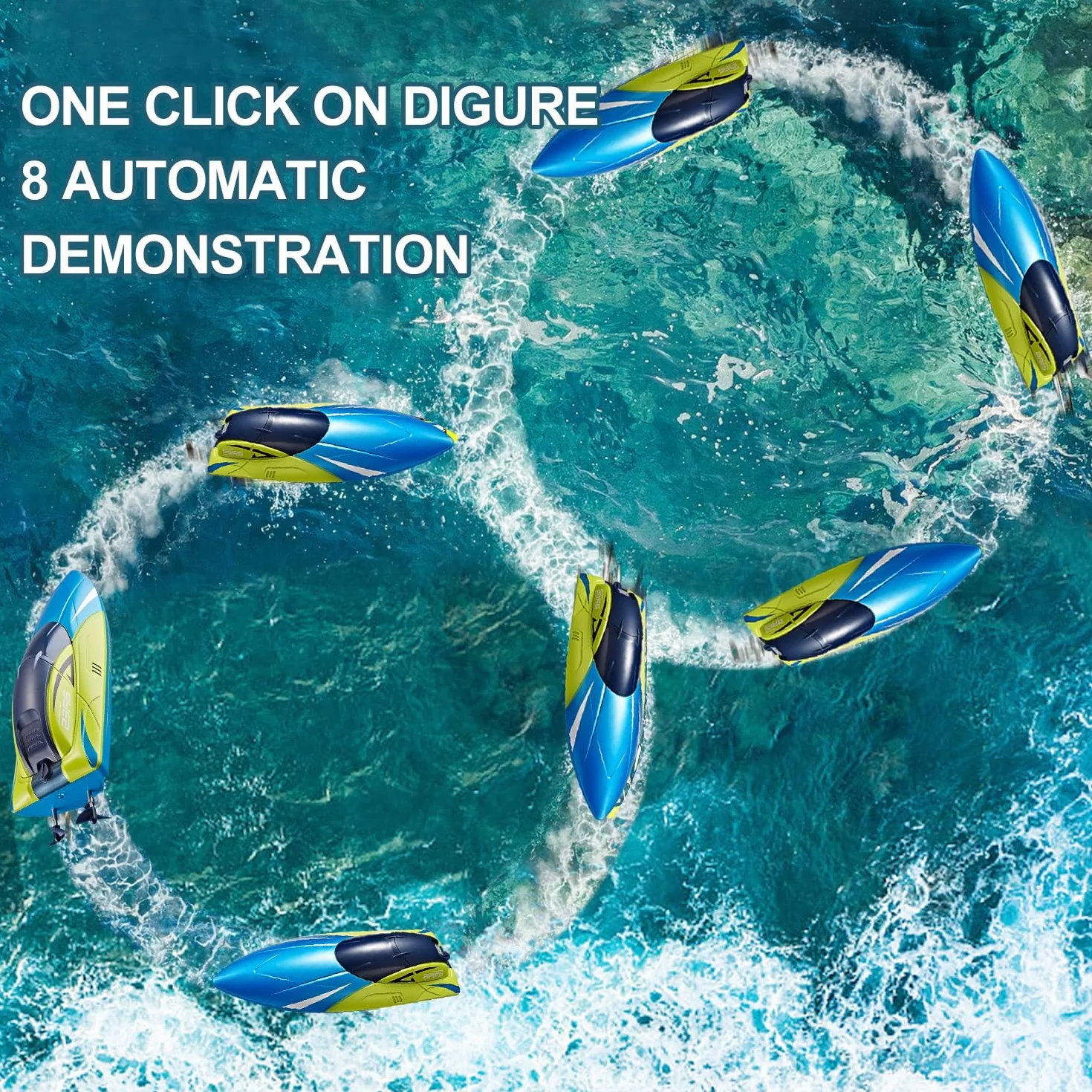 4DRC Barco RC con luz LED, más de 30 Minutos, para Piscinas y Lagos más de 20 mph, Barcos de Carreras de 2,4 GHz, 2 baterías,Juguete de Piscina para niños a Partir de 8 años
