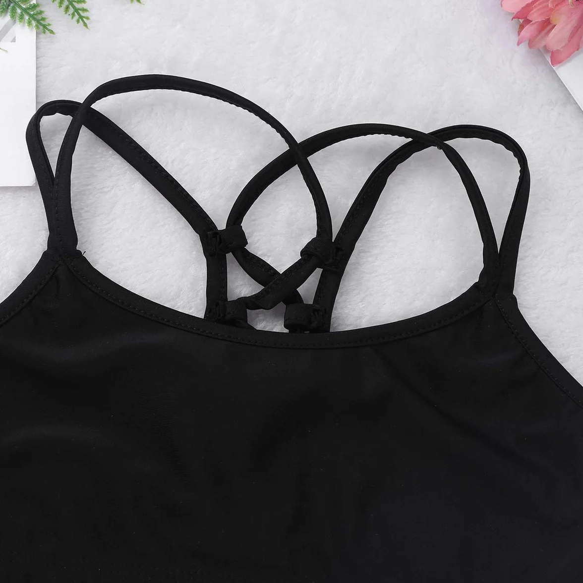 TiaoBug Tank Top de Tirantes Deporte para Niñas Danza Gimnasia Running Sujetador Deportivo Elástico Básico