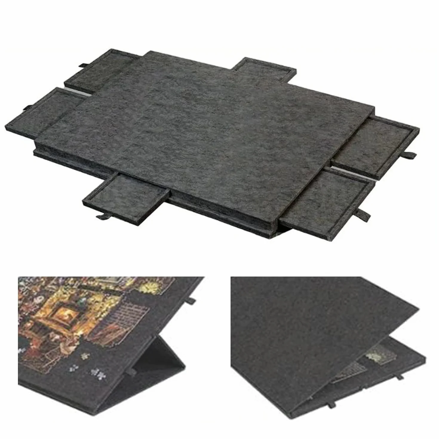 Tapete Puzzle 1000 Piezas，Mesa Puzzle，Tablero de Rompecabezas Inclinable con Soporte y Cubierta Diseñados 2 en 1, Mesas Inclinable con 6 Cajones para Ahorrar Espacio,Gris Claro (Gris Oscuro)