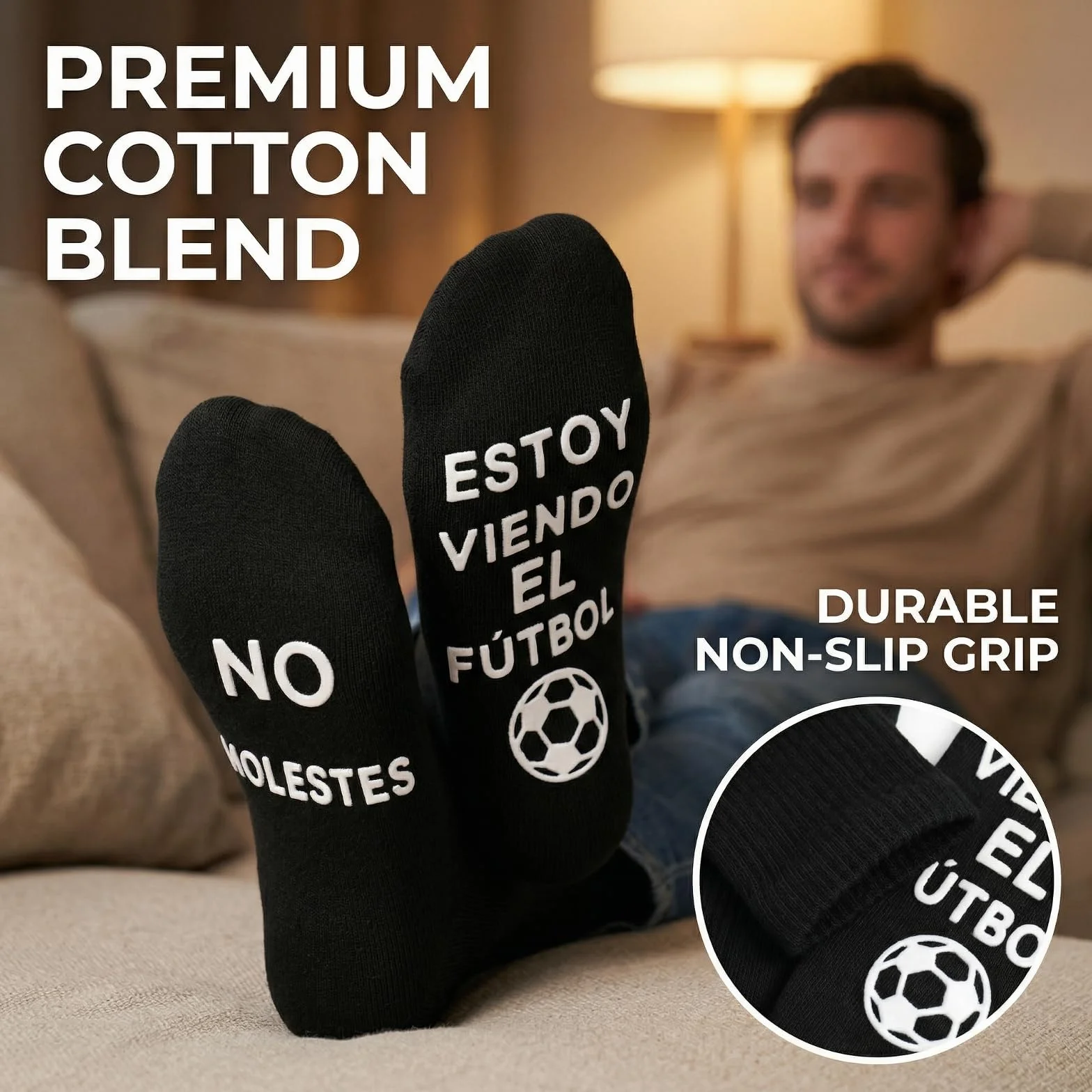 BISOUSOX Calcetines Hombre Algodón 39-46 Antideslizantes Fútbol Regalo