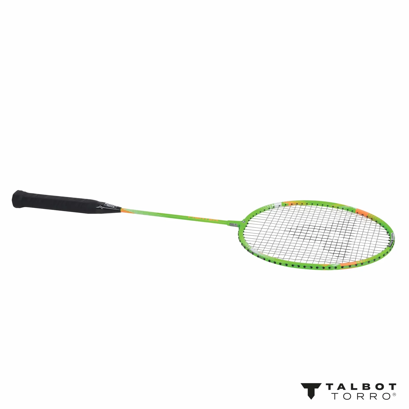 Talbot Torro Raqueta de Bádminton Fighter Acero Endurecido Aluminio Lawntex 0,8 mm Verde Naranja