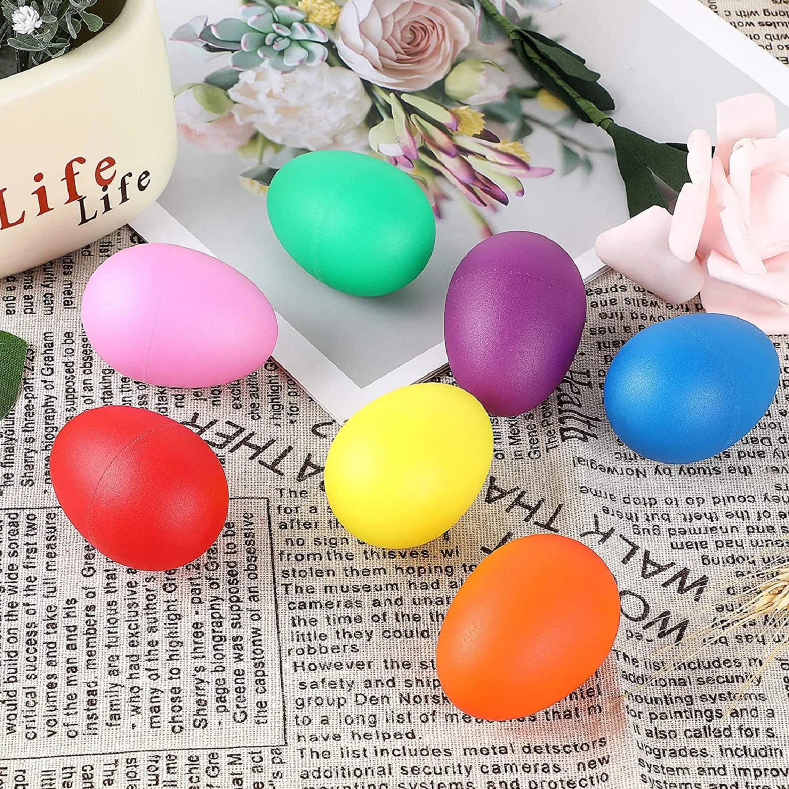 Shaker de Huevo,Maracas de Huevo,Maracas en Forma De Huevos,Huevos Musicales para Fiesta Infantil Cesta de Pascua Caza de Pascua,Musikinstrument Egg Shaker