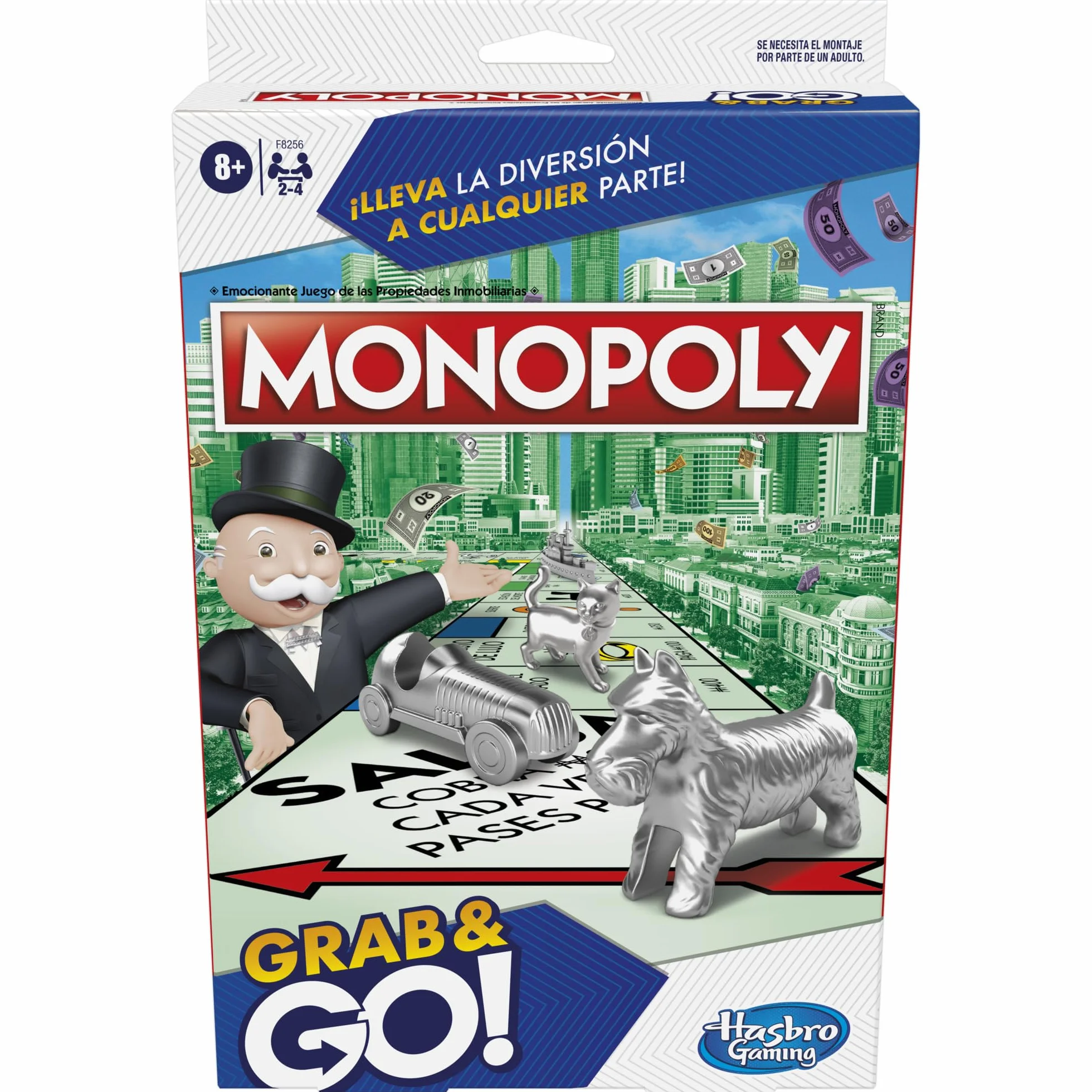 Hasbro Gaming Monopoly Grab and Go Juego de Mesa Portátil 2-4 Jugadores 8+ Años Estrategia