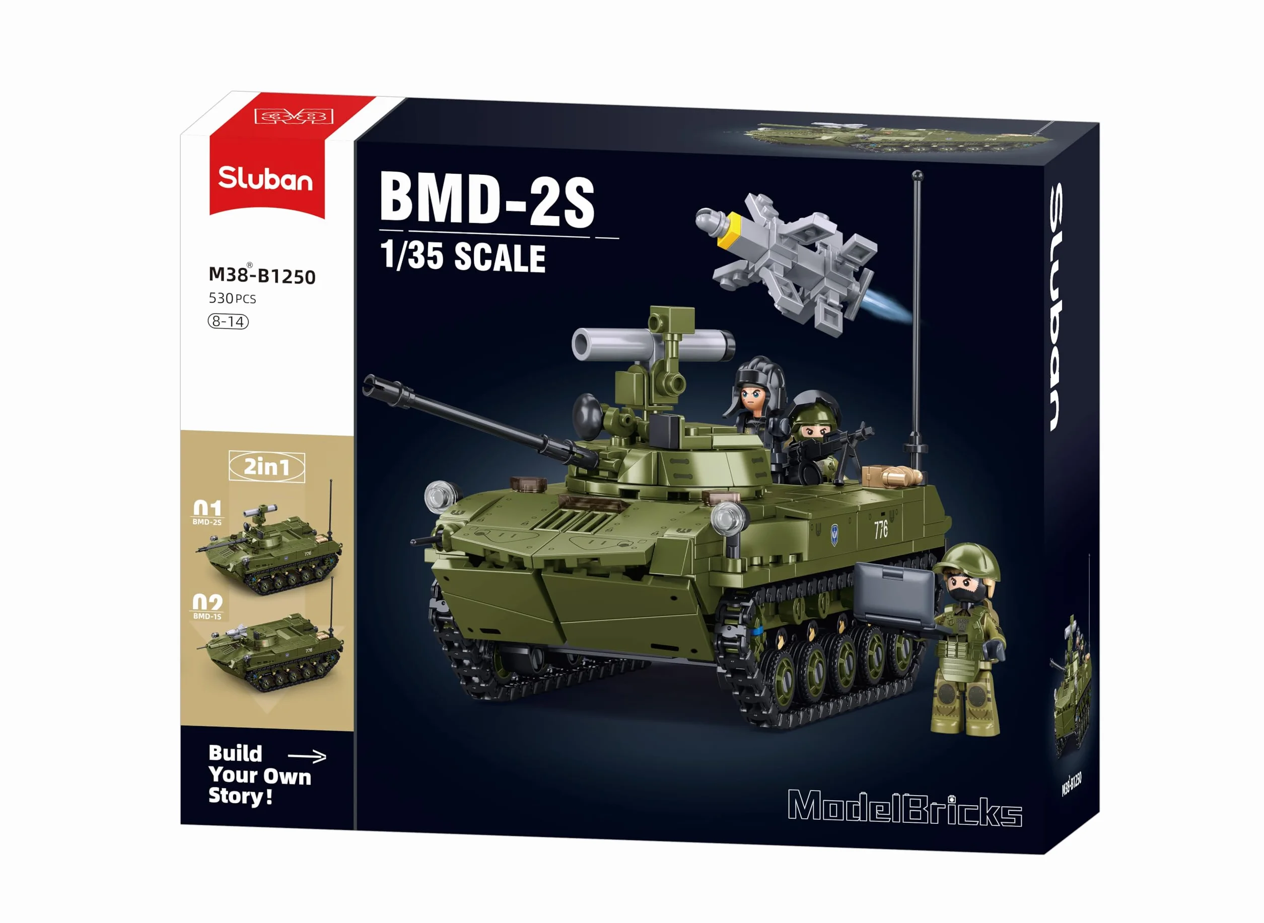 Sluban M38-B1250 BMD-2S Vehículo blindado aerotransportado, 516 Piezas