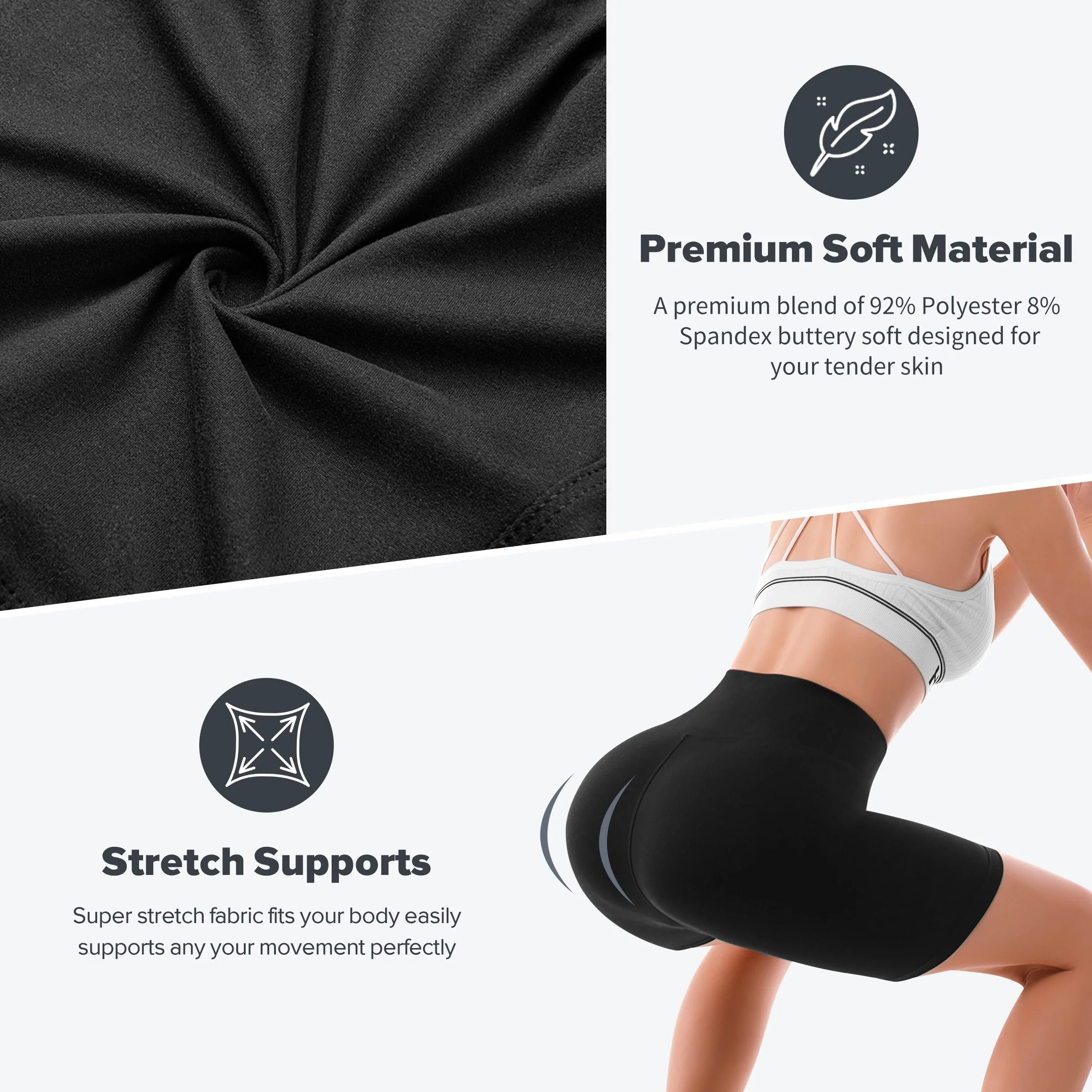 SINOPHANT Leggins de Cintura Alta para Mujer, Pantalones Cortos Elásticos con Control de Abdomen
