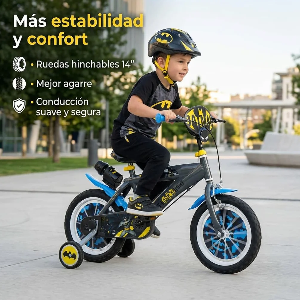 TOIMSA Bicicleta 14" Batman 4/6 Ños, Multicolor, 14913