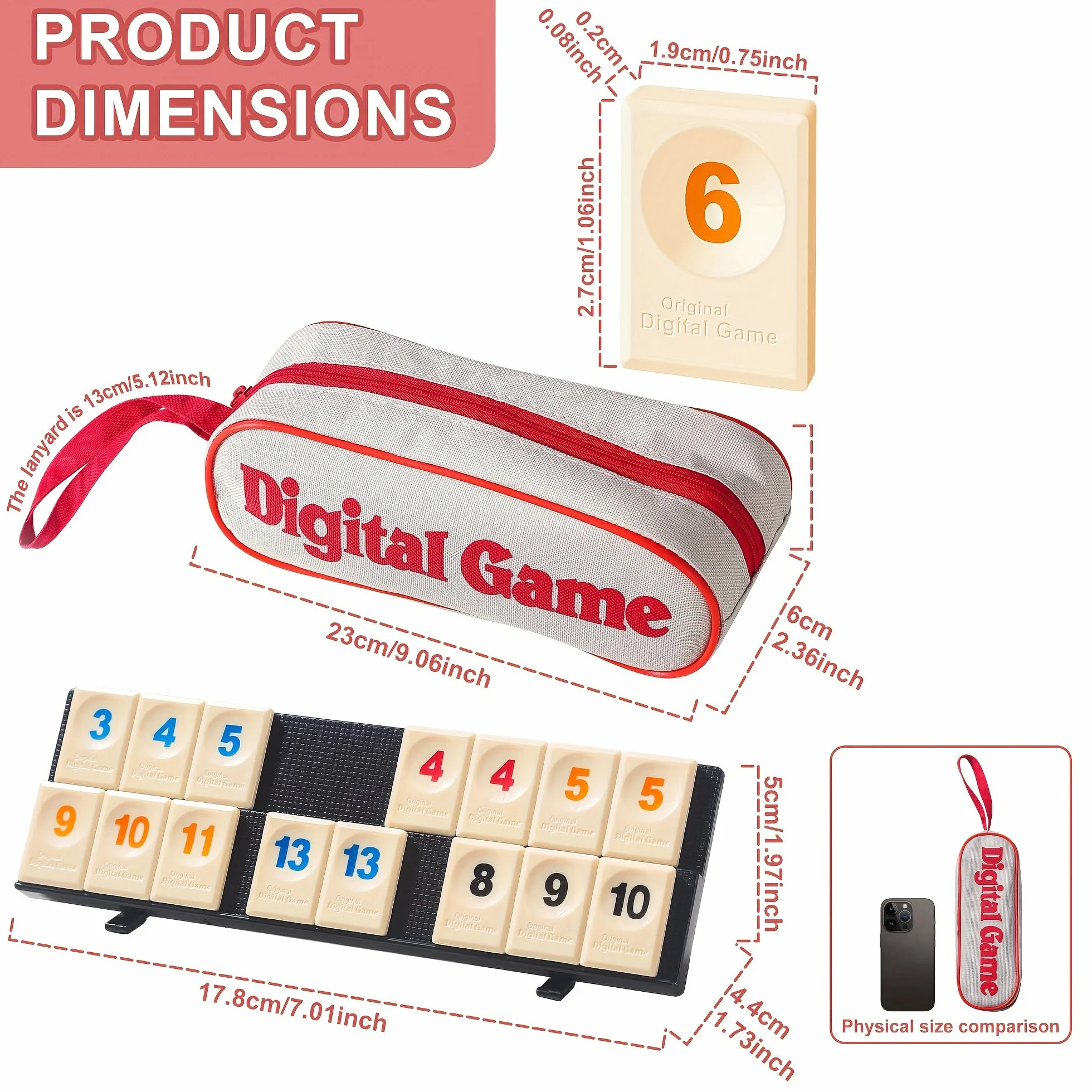 AIUAZA Juego de Rummy Cube con bolsa portátil, mini juego de Rummy Cube para adultos y niños, 106 fichas, soporte de juego, set de viaje con 4 portafichas para juegos de mesa clásicos familiares